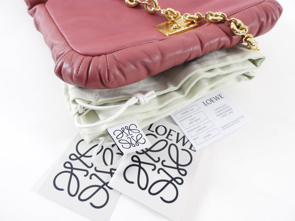 Loewe Pink Quartz Goya Puffer Chain Flap Bag