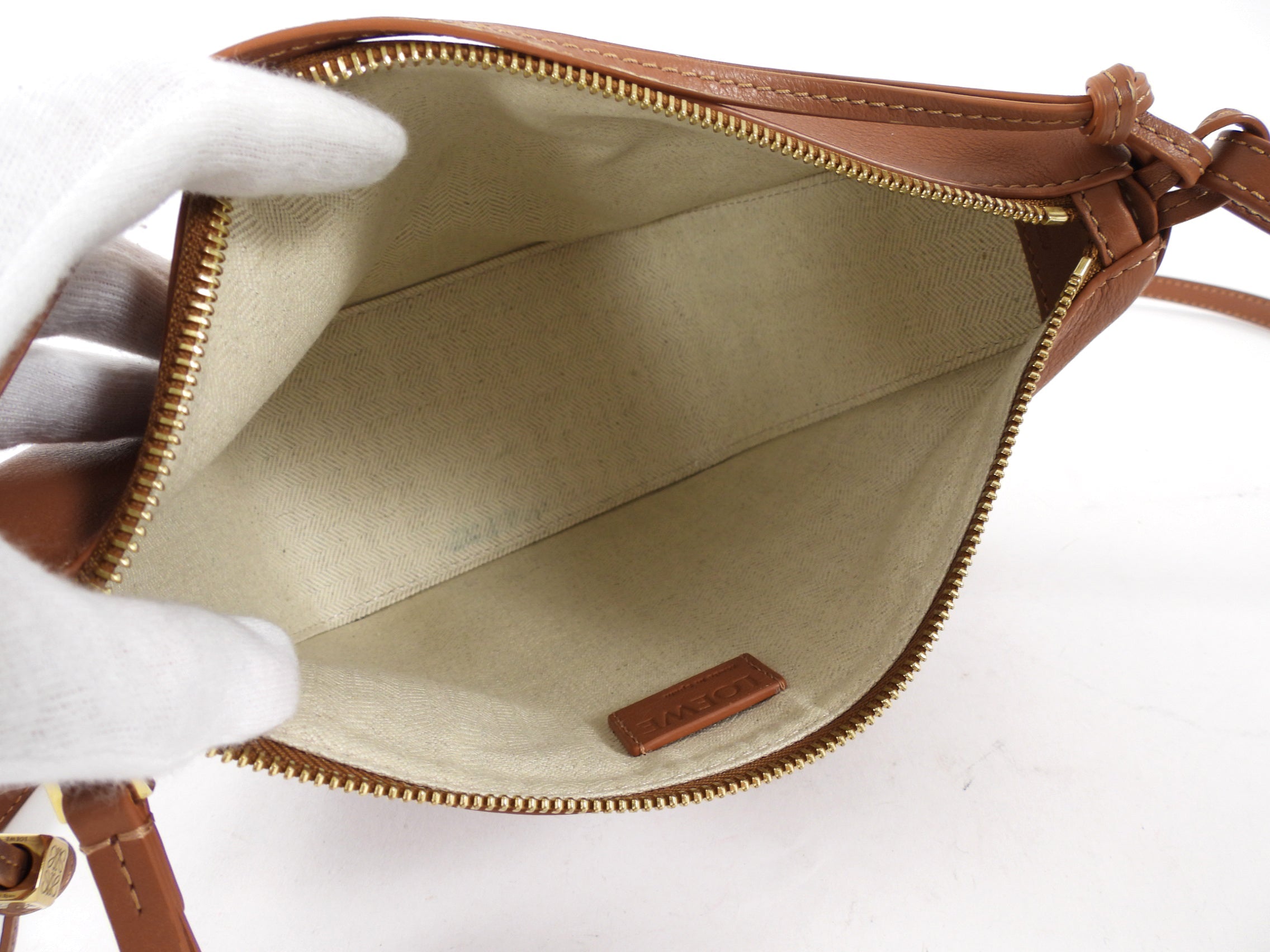 Loewe Tan Leather Mini Hammock Hobo Two Way Bag