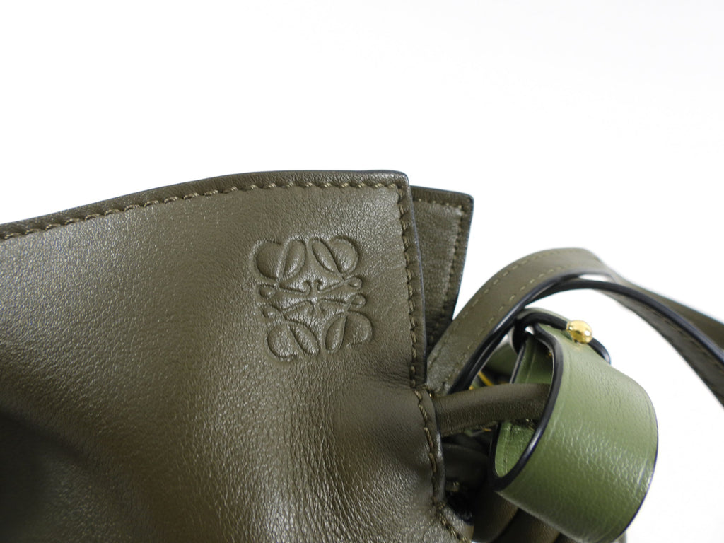 Loewe Olive Green Leather Mini Flamenco Bag