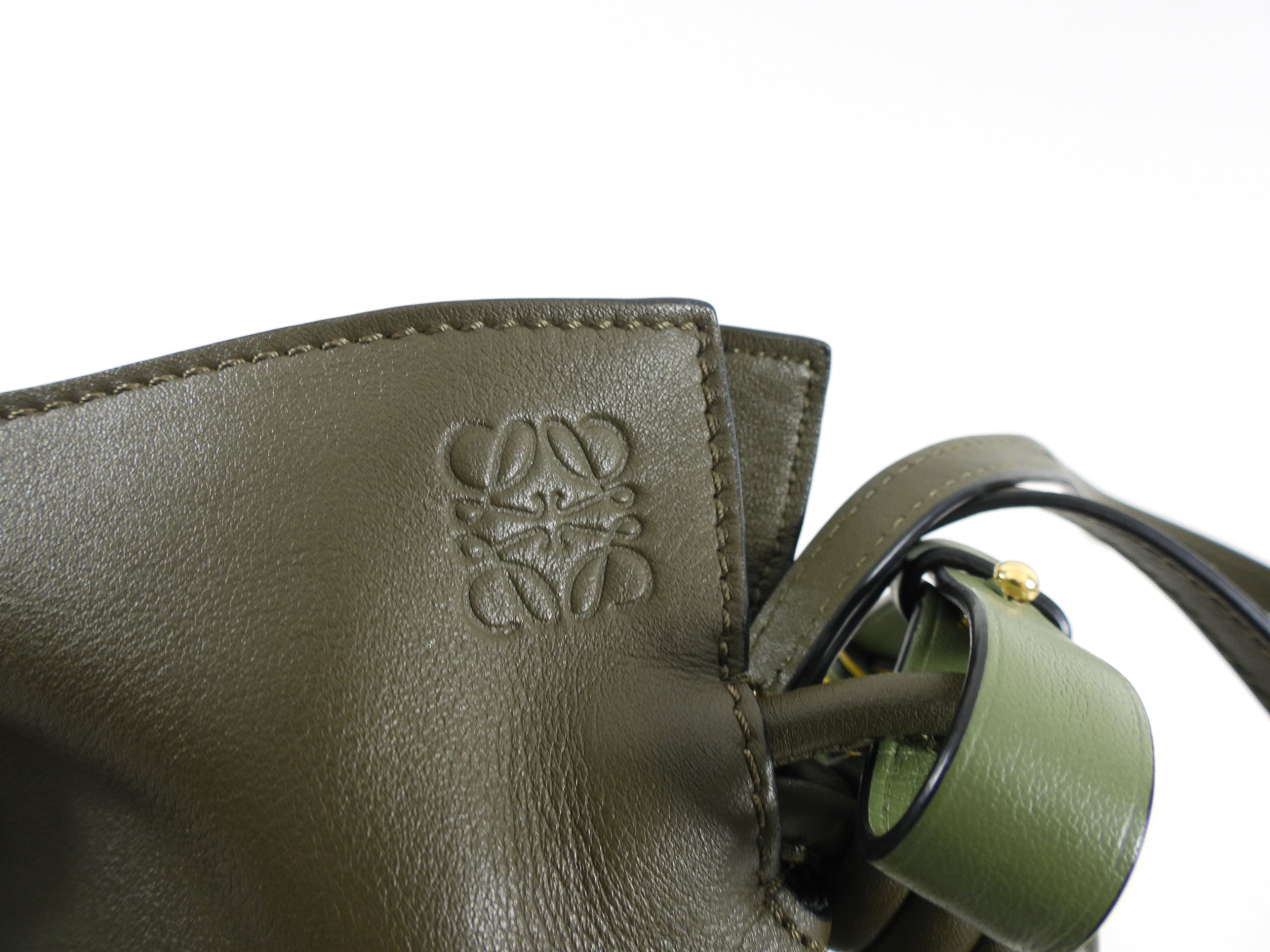 Loewe Olive Green Leather Mini Flamenco Bag