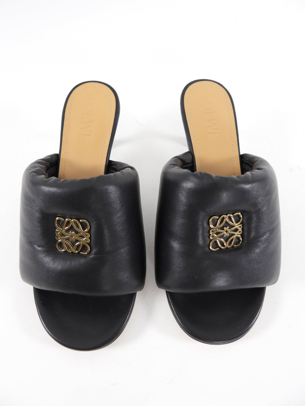 Loewe Black Leather Padded Anagram Mule - 37 / 7