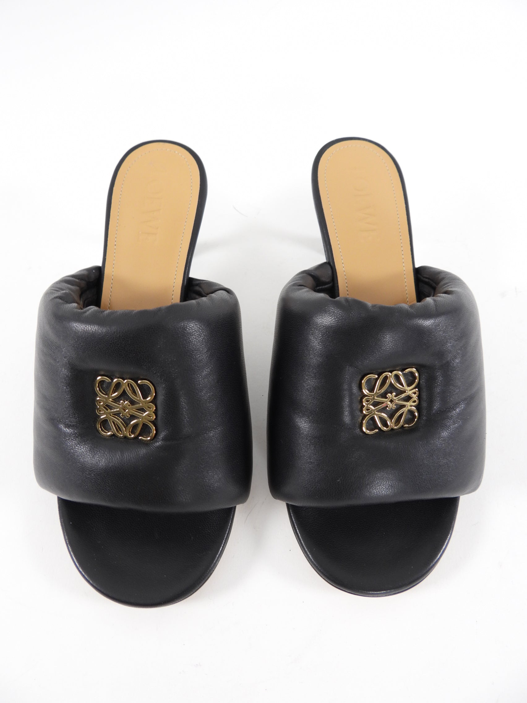 Loewe Black Leather Padded Anagram Mule - 37 / 7