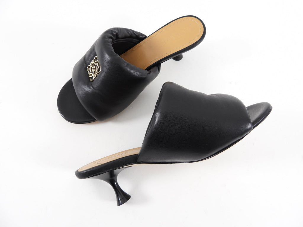 Loewe Black Leather Padded Anagram Mule - 37 / 7