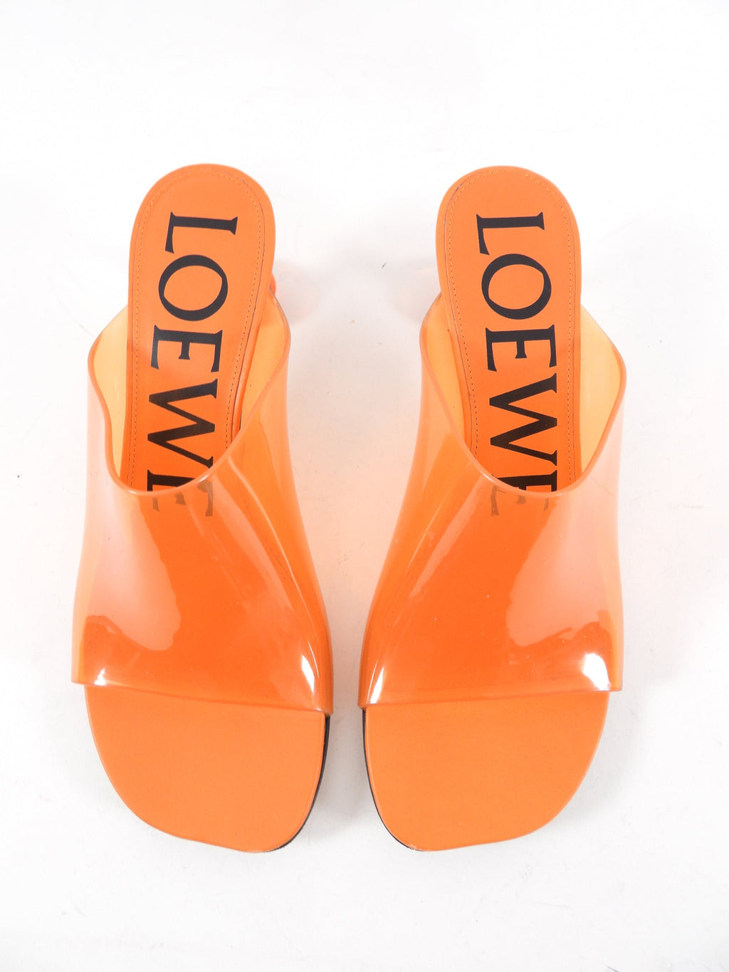 Loewe Toy  Orange Clear Acrylic Mule Slides - 37