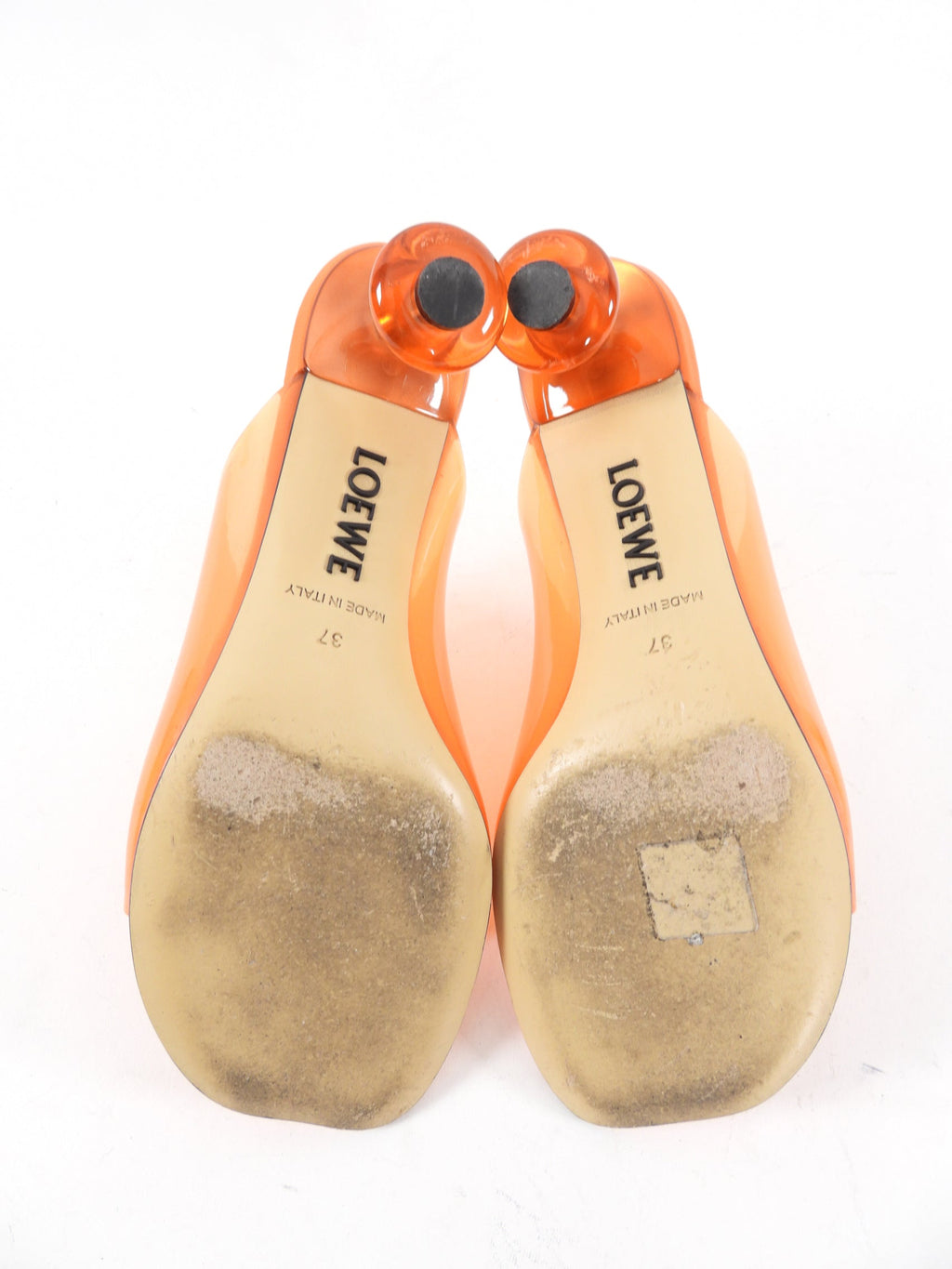 Loewe Toy  Orange Clear Acrylic Mule Slides - 37