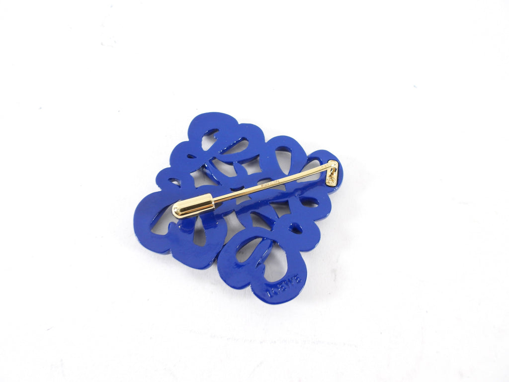 Loewe Blue Enamel Metal Large Anagram Brooch / Pin
