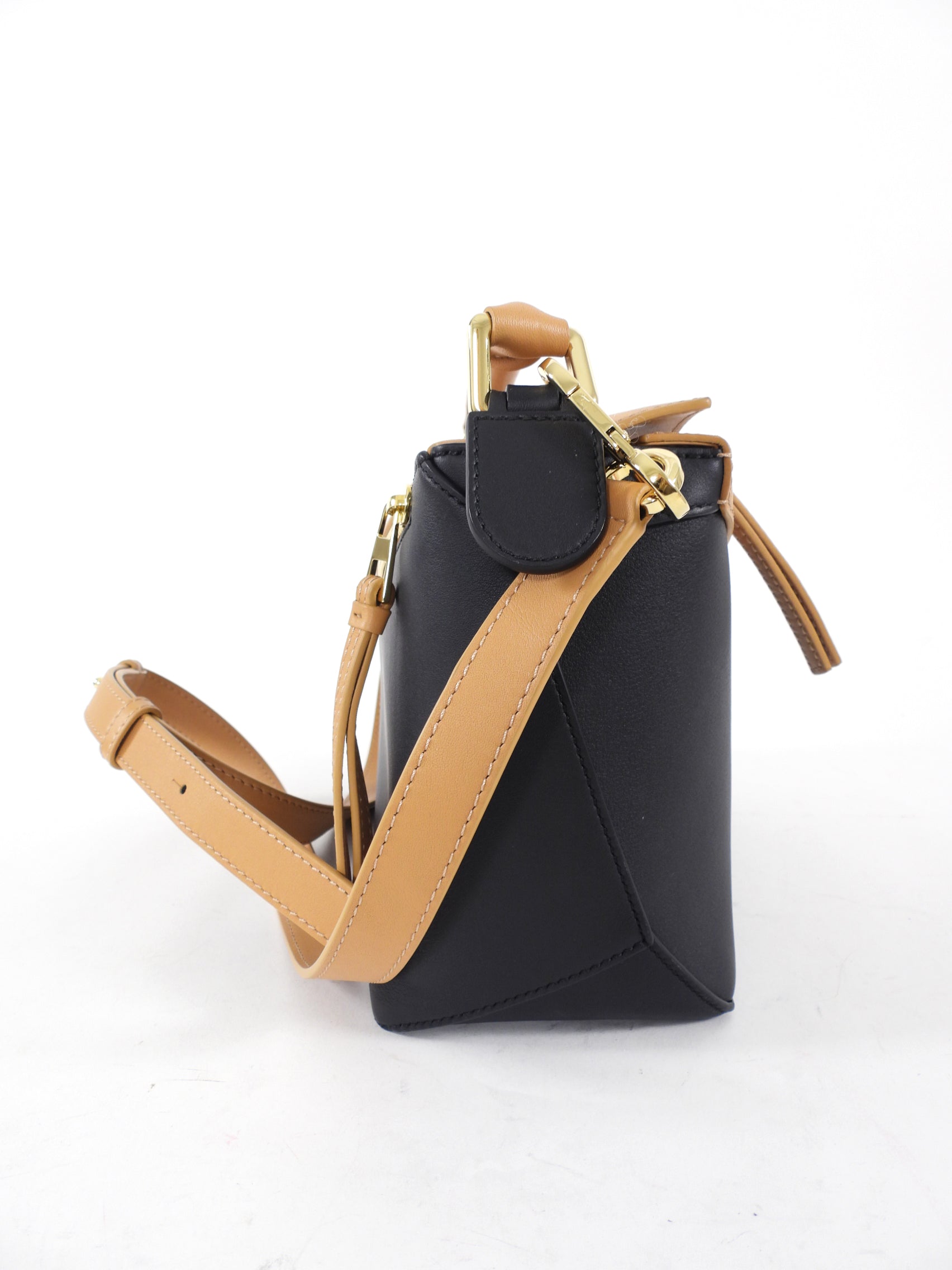 Loewe Black and Tan Leather Small Puzzle Edge Bag