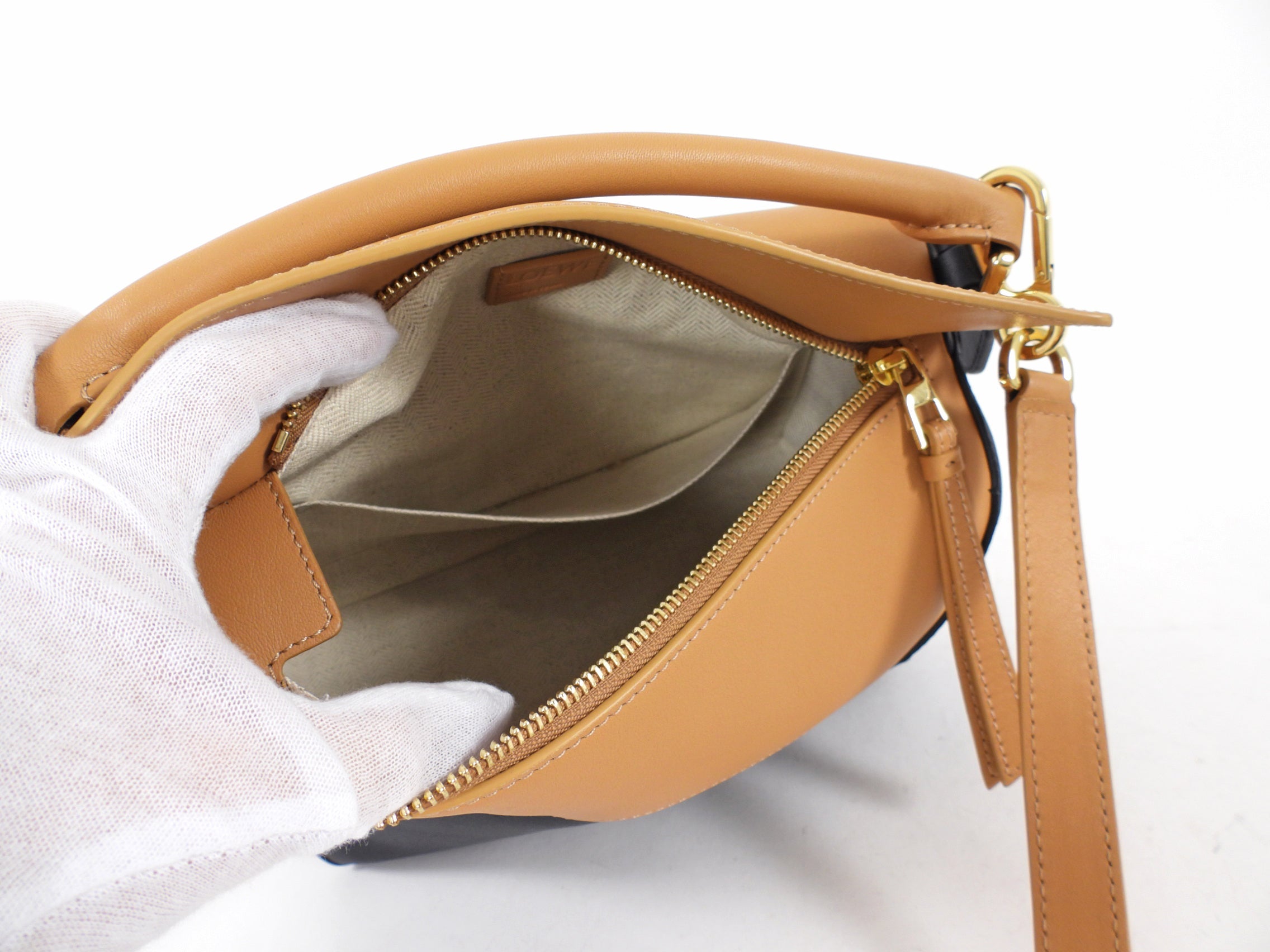 Loewe Black and Tan Leather Small Puzzle Edge Bag