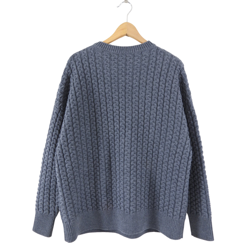 Loewe Charcoal Grey Cable Knit Wool Anagram Logo Pullover Sweater