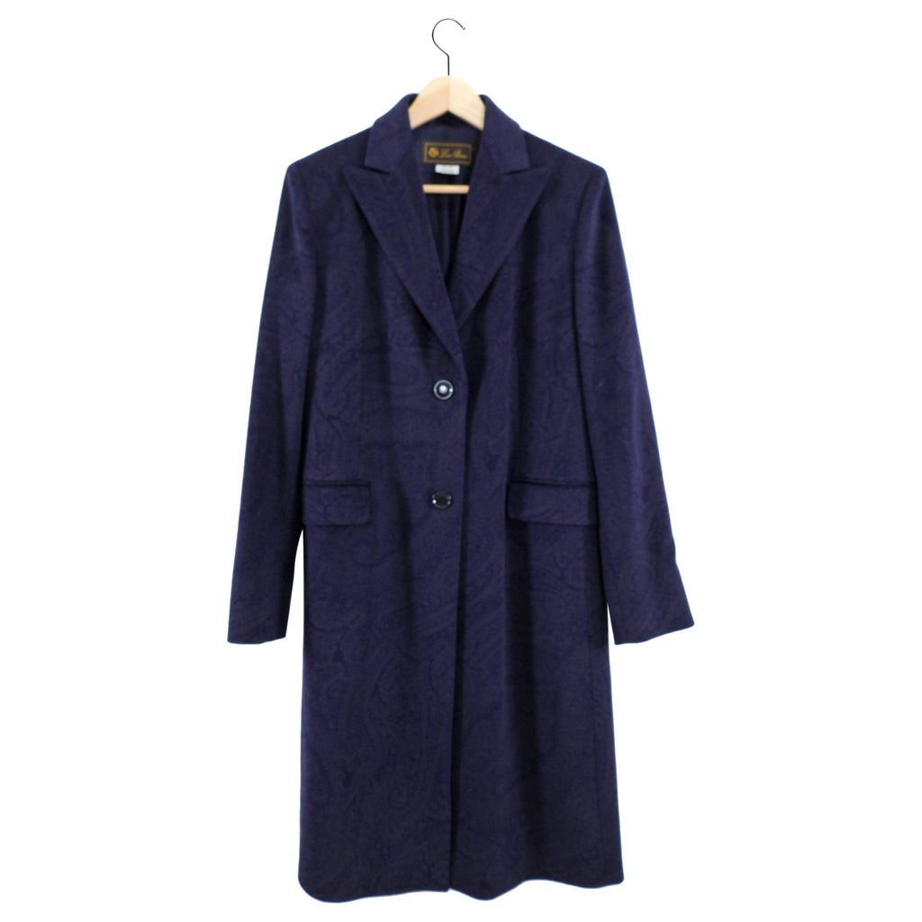 Loro Piana Indigo Paisley Wool Coat - IT44 / USA 8