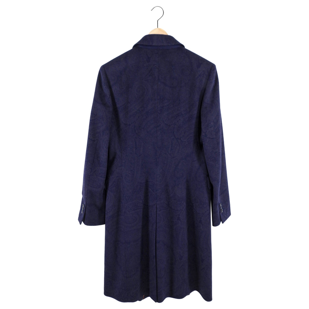 Loro Piana Indigo Paisley Wool Coat - IT44 / USA 8