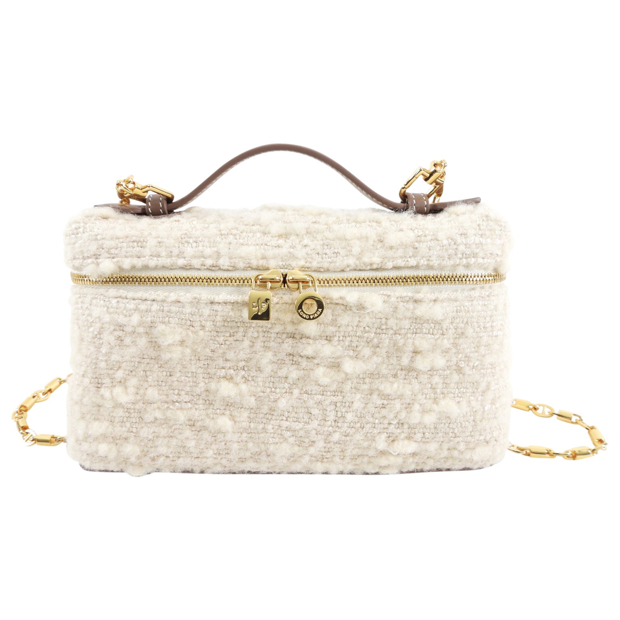 Loro Piana Ivory Boucle Wool Extra Pocket L19 Chain Bag