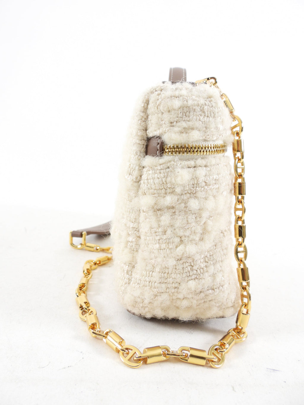 Loro Piana Ivory Boucle Wool Extra Pocket L19 Chain Bag
