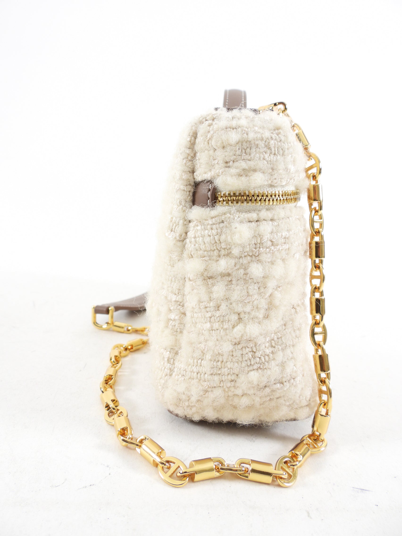Loro Piana Ivory Boucle Wool Extra Pocket L19 Chain Bag