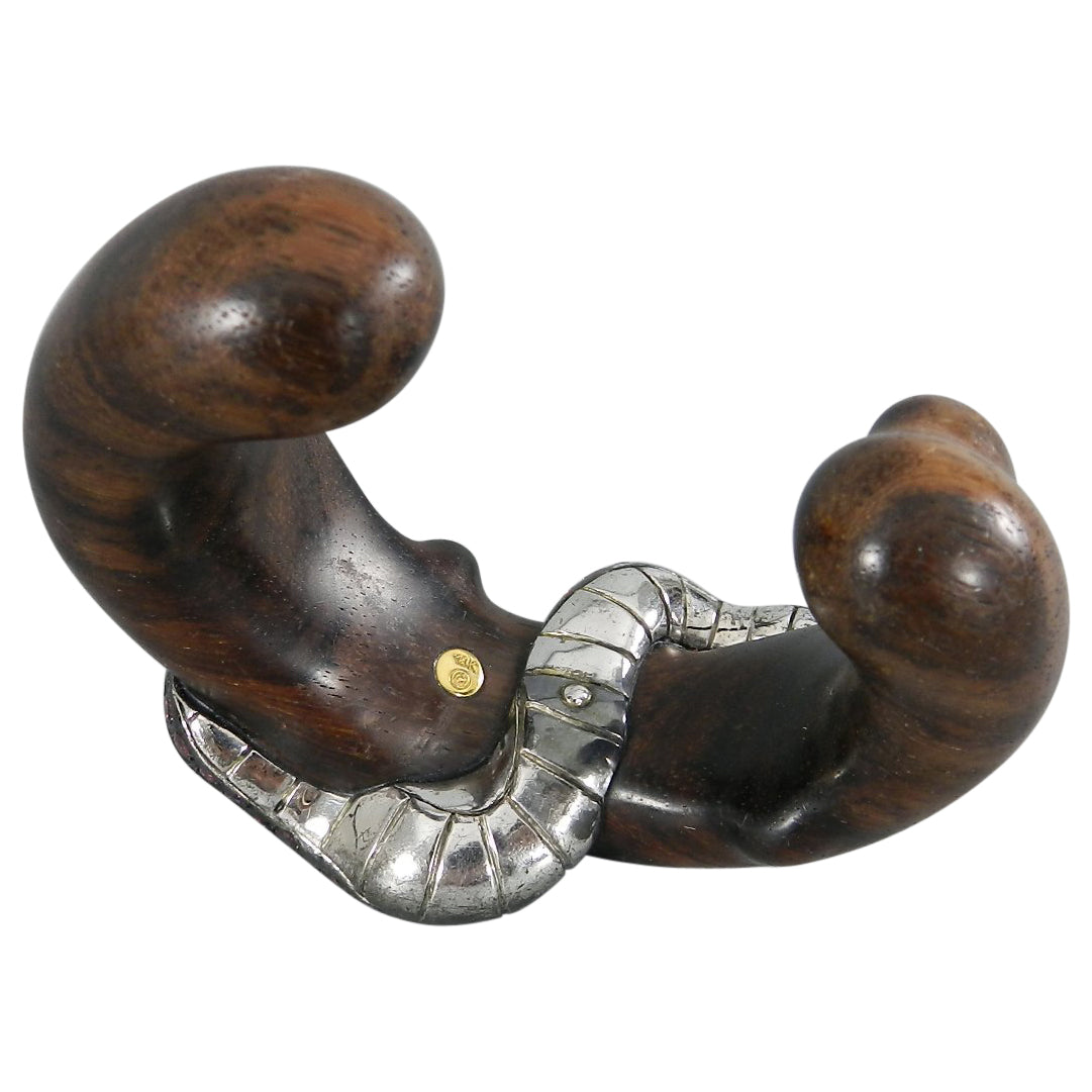 Lotus Arts de Vivre Gold, Pink Sapphire and Ebony Snake Cuff Bracelet