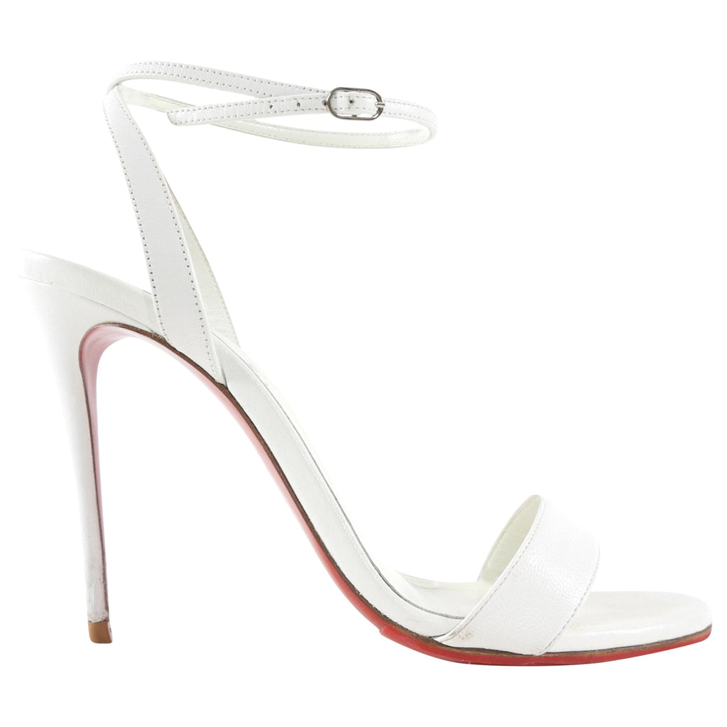 Christian Louboutin White Leather Loubigirl 100 Strappy Heels - 37.5 / 8