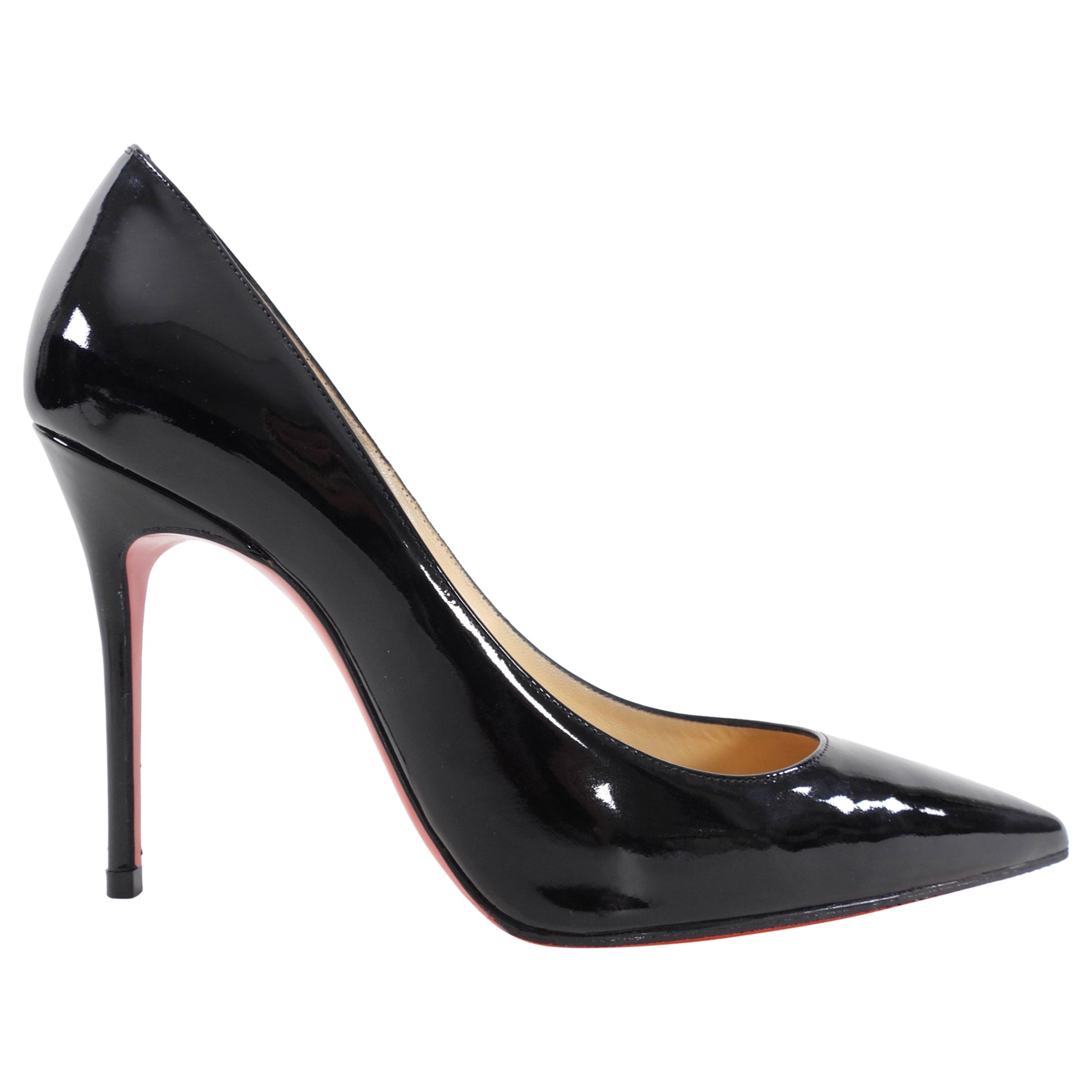 Christian Louboutin Decolette 100 Black Patent Leather Heels - 35.5