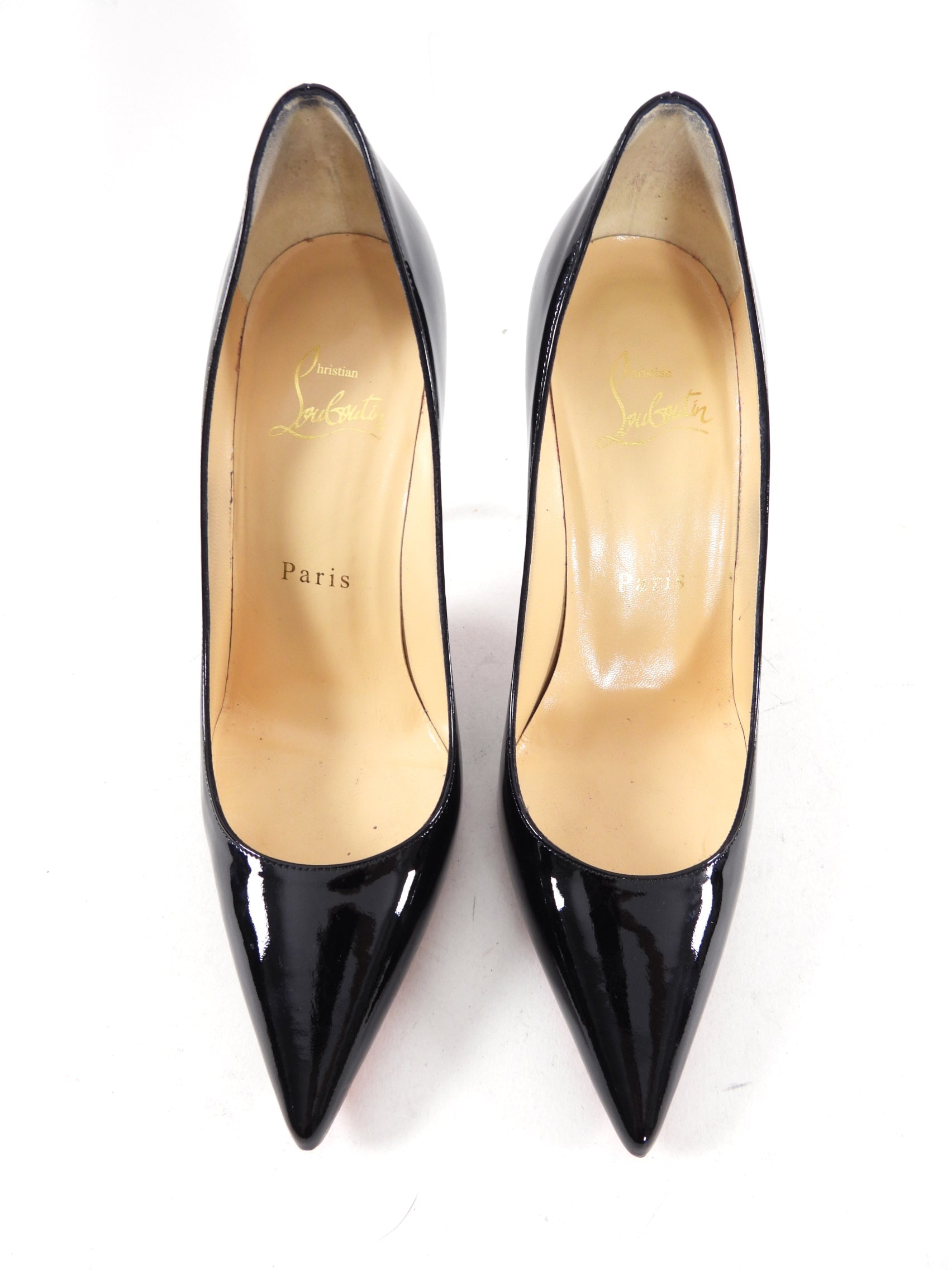 Christian Louboutin Decolette 100 Black Patent Leather Heels - 35.5