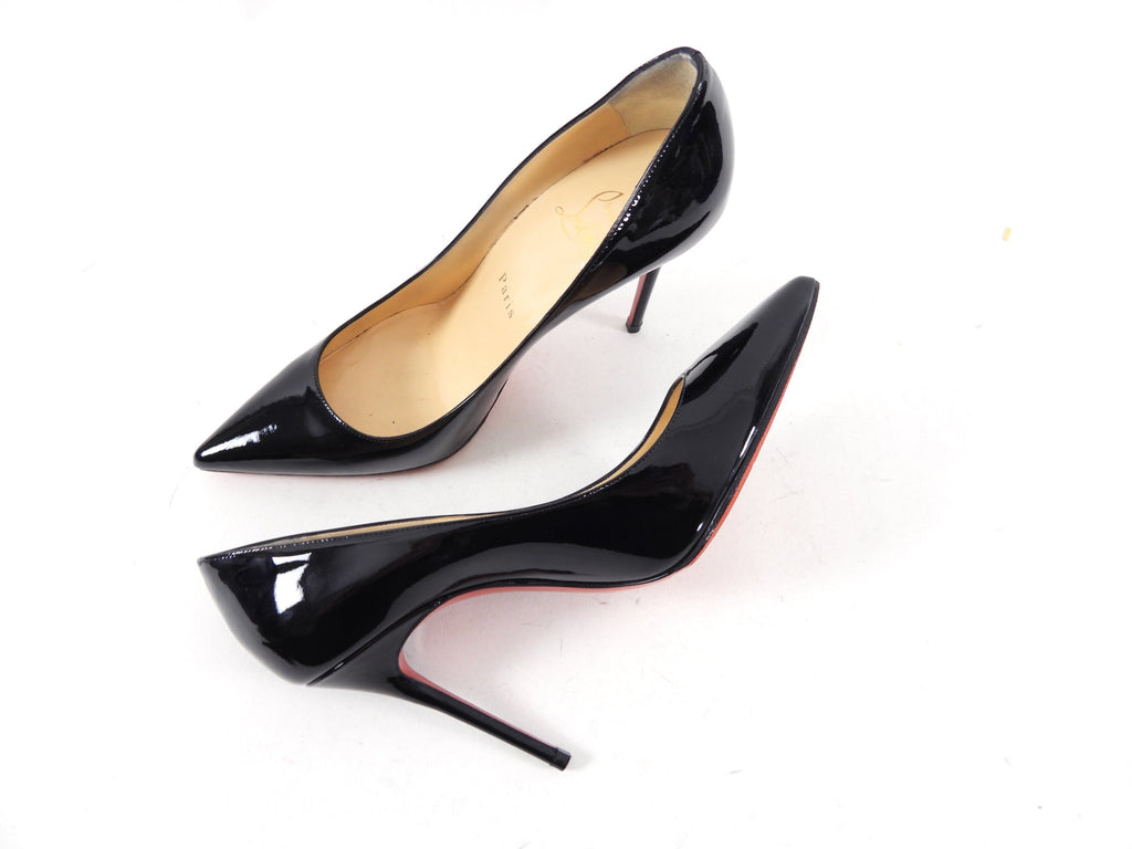 Christian Louboutin Decolette 100 Black Patent Leather Heels - 35.5