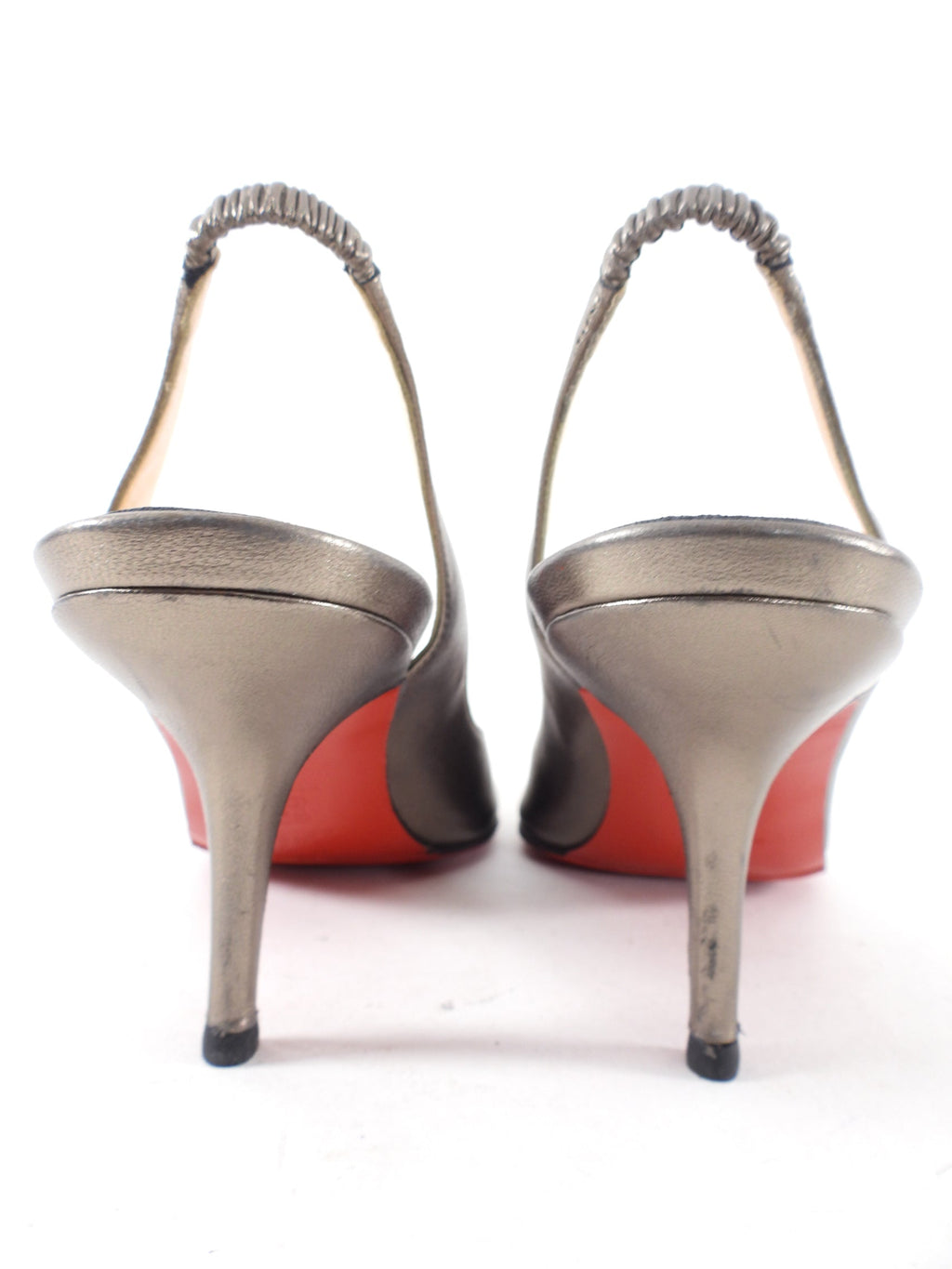 Christian Louboutin Pewter Leather Slingback Heels - 41