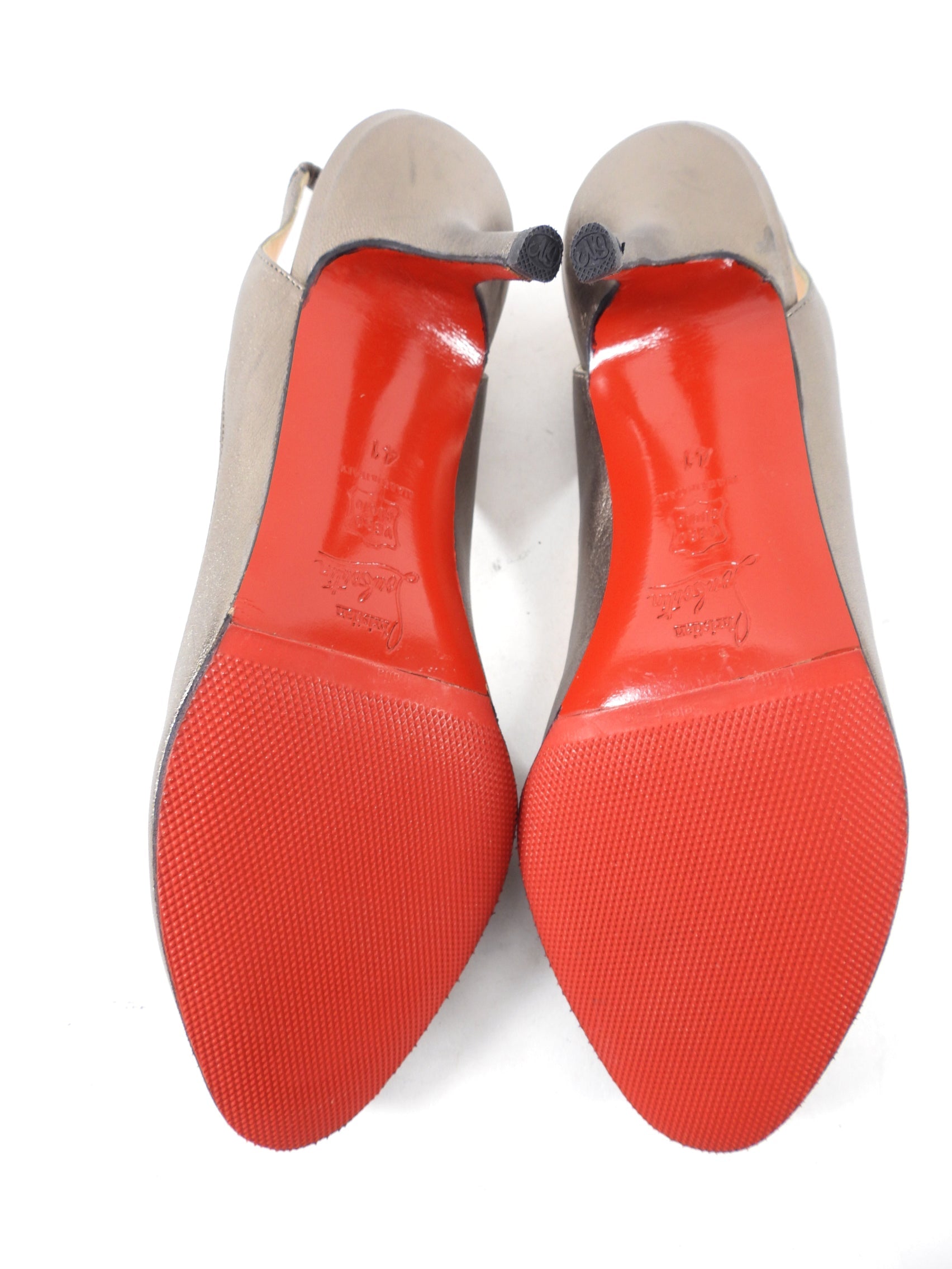 Christian Louboutin Pewter Leather Slingback Heels - 41
