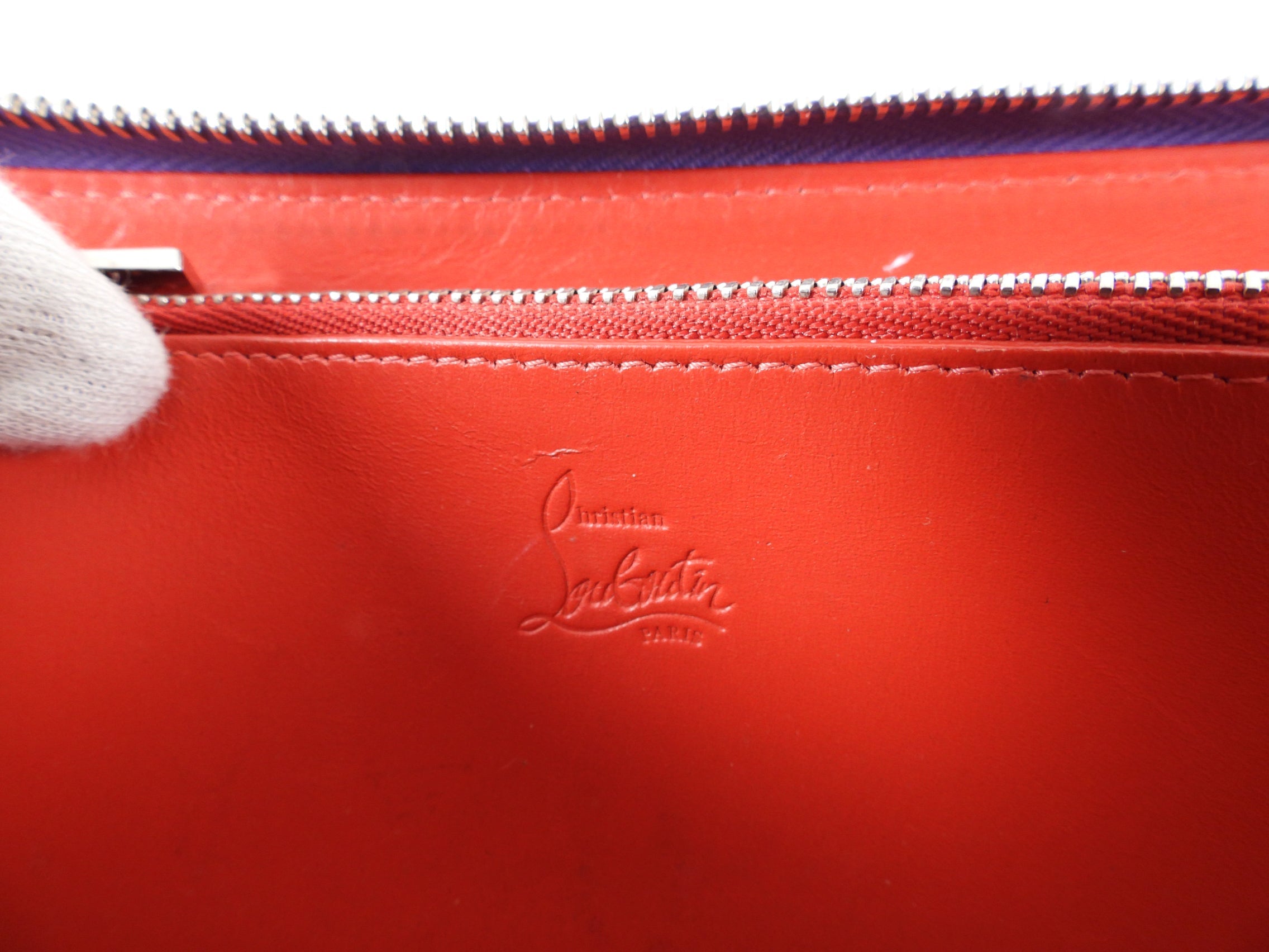 Louboutin Purple Floral Stud Zippy Wallet