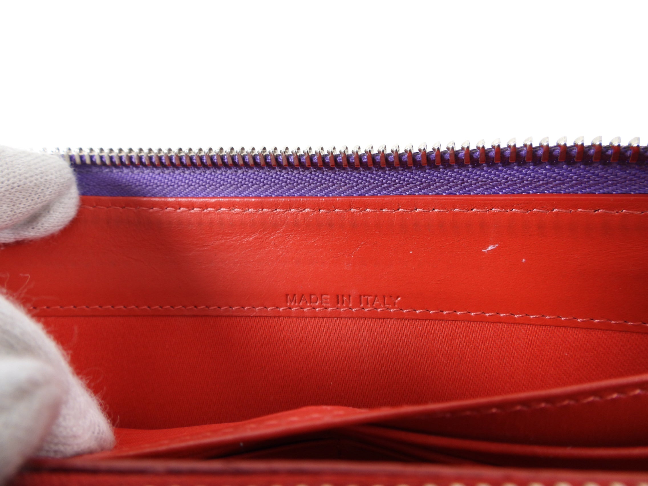 Louboutin Purple Floral Stud Zippy Wallet