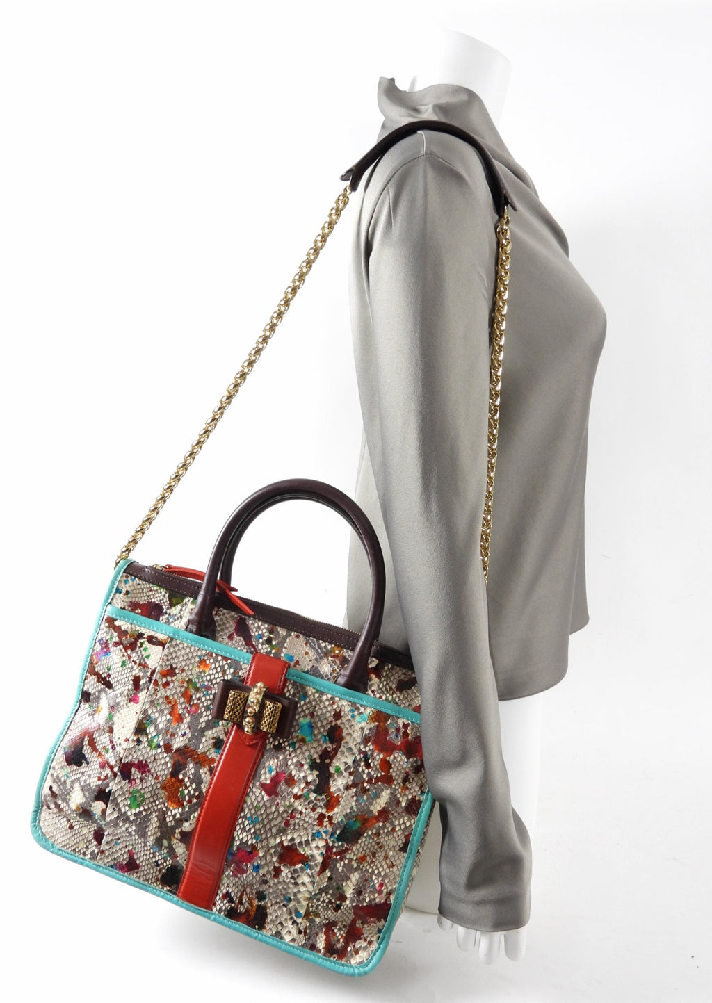 Christian Louboutin Multi Color Python Two-Way Tote Bag