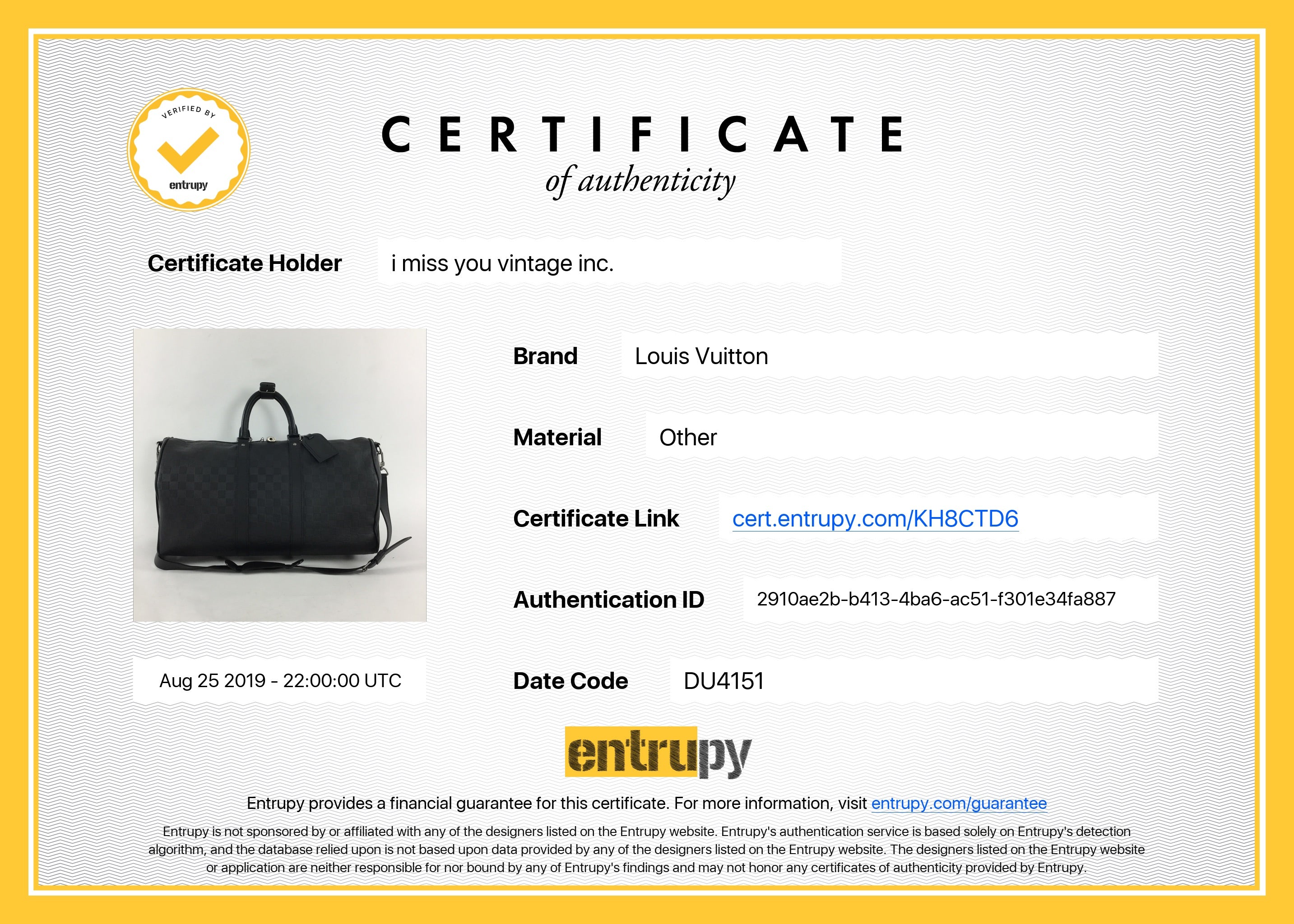 Louis Vuitton Damier Infini Black Keepall Bandouliere 45
