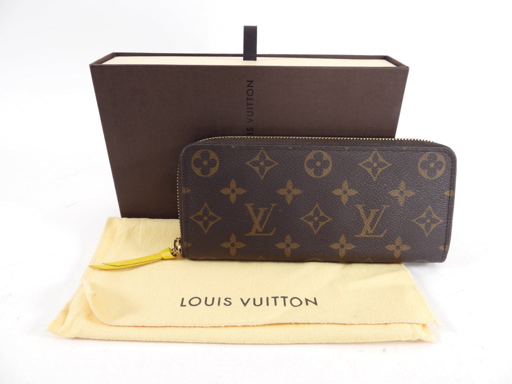 Louis Vuitton Monogram Clemence Wallet with Yellow Interior