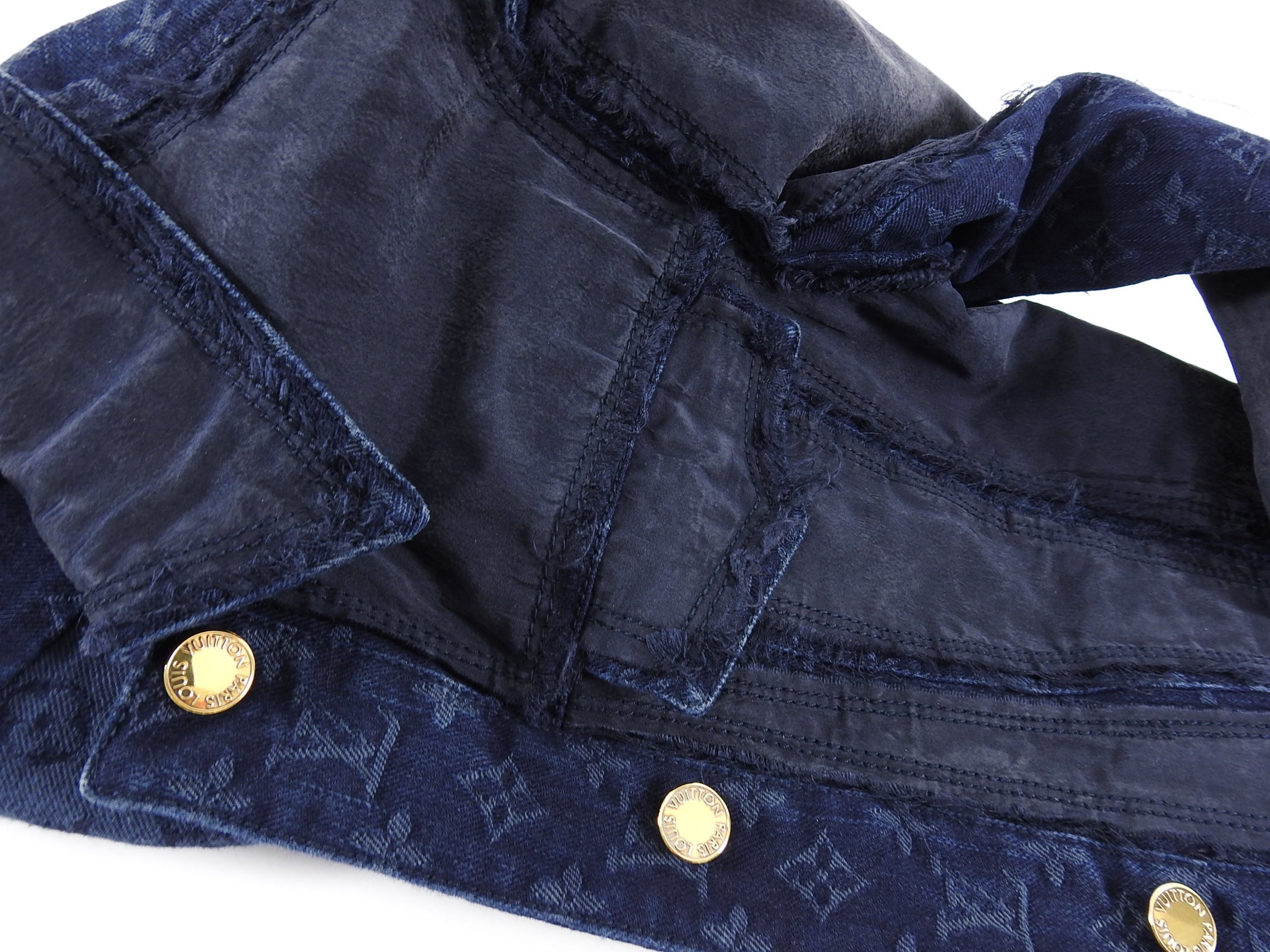 Louis Vuitton Monogram Blue Denim and Silk Jean Jacket - 38 / 6