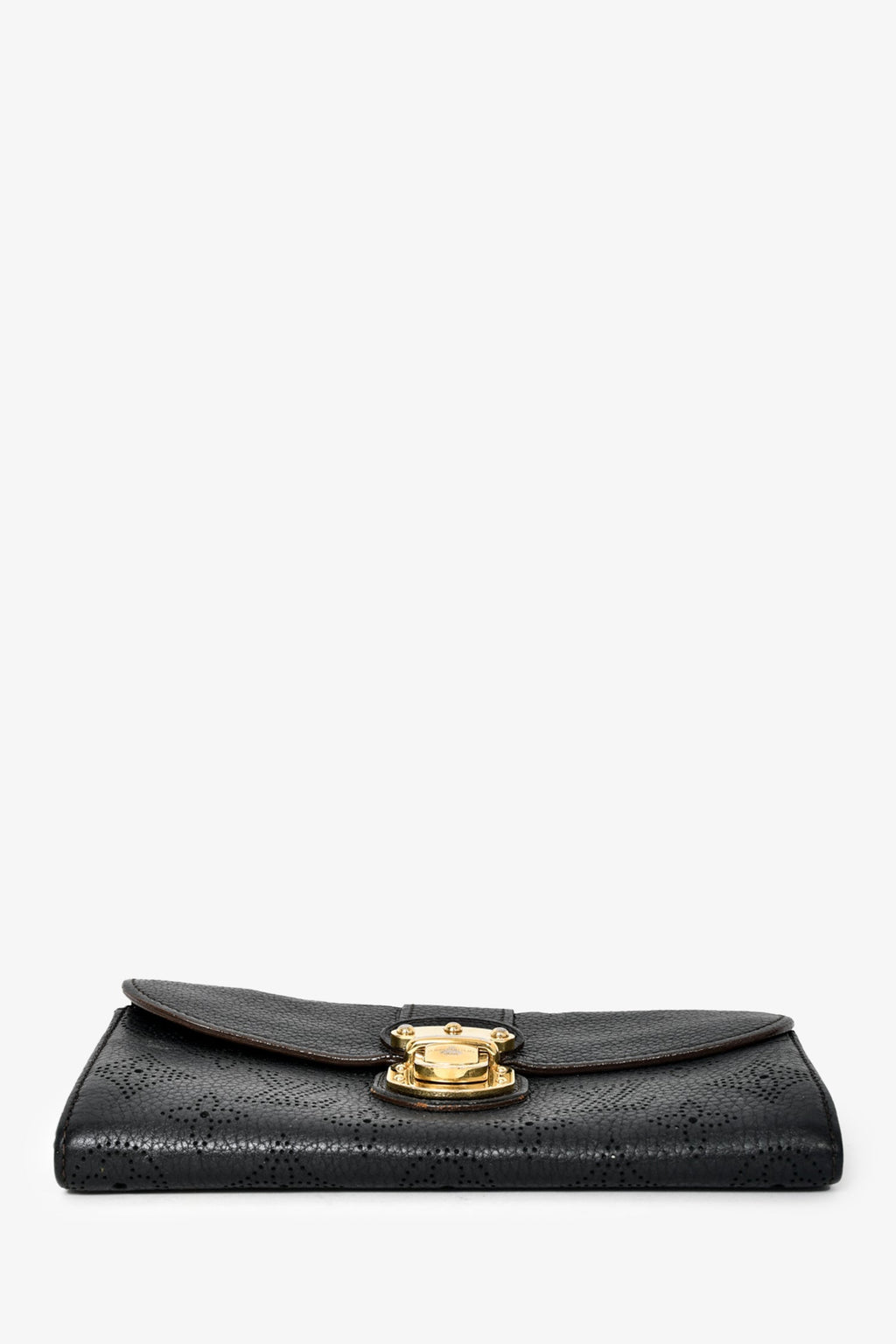 Louis Vuitton Black Mahina Leather 'Amelia' Long Wallet