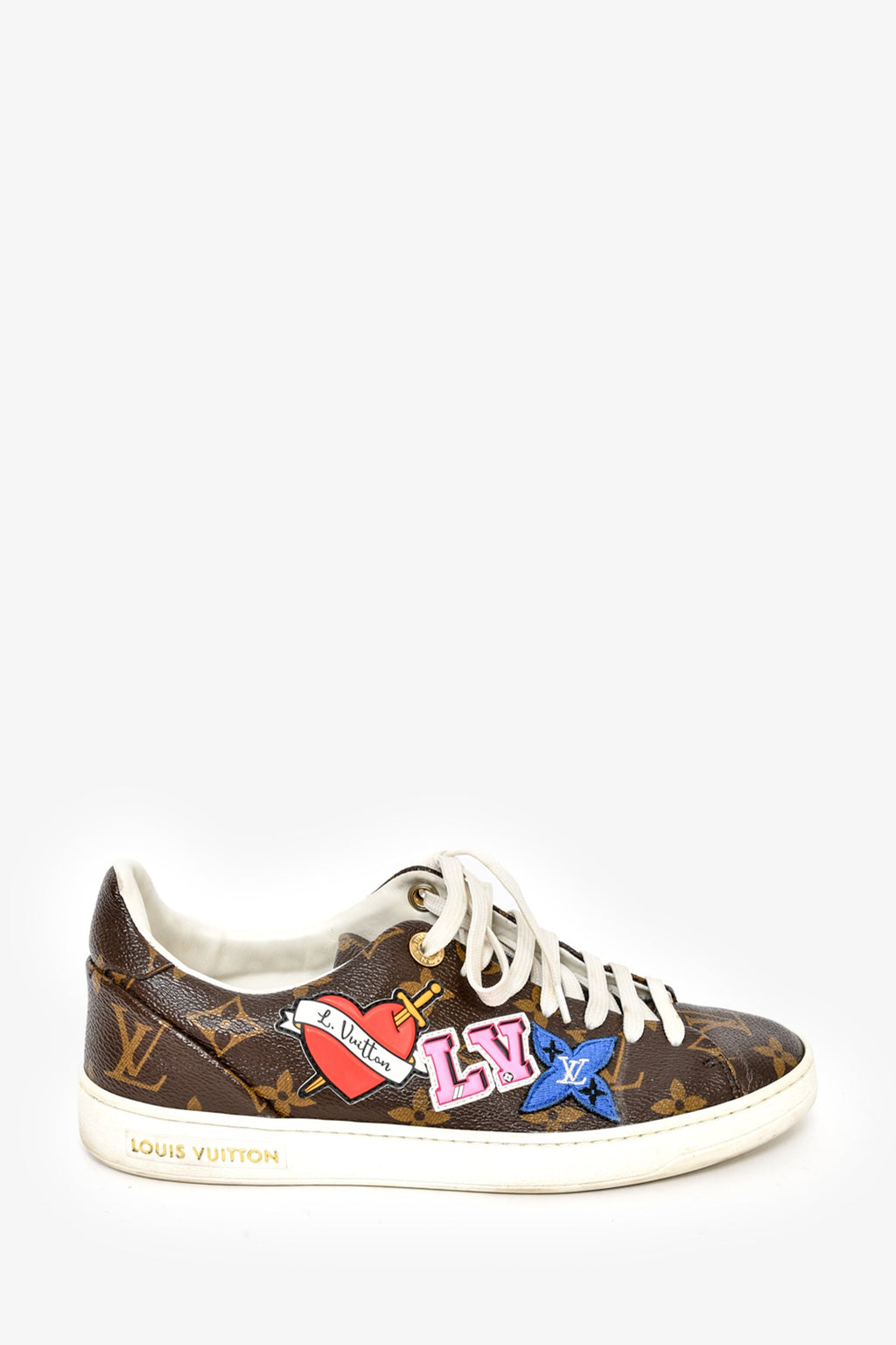 Louis Vuitton Monogram Embroidered 'Front Row' Sneakers Size 37