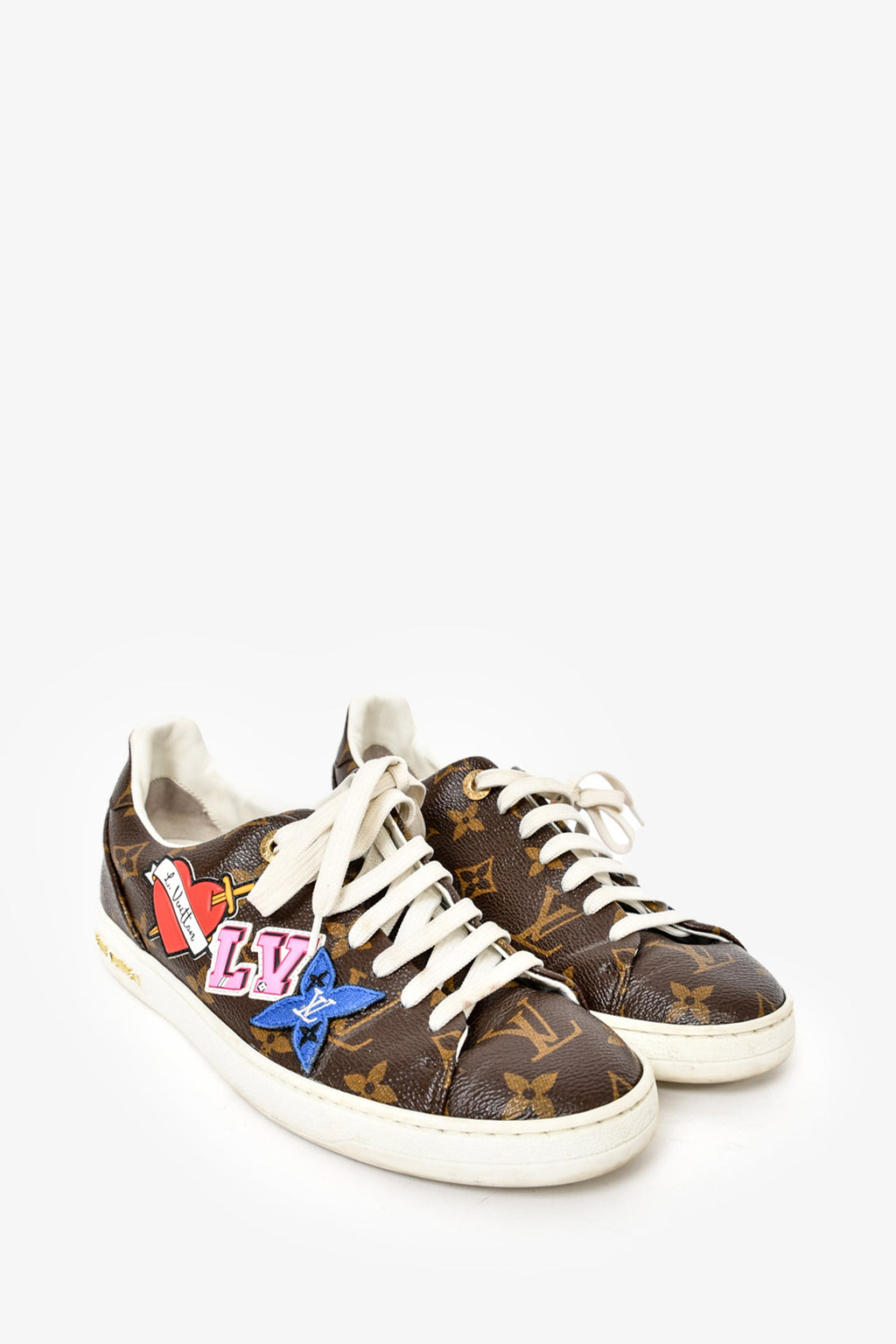 Louis Vuitton Monogram Embroidered 'Front Row' Sneakers Size 37