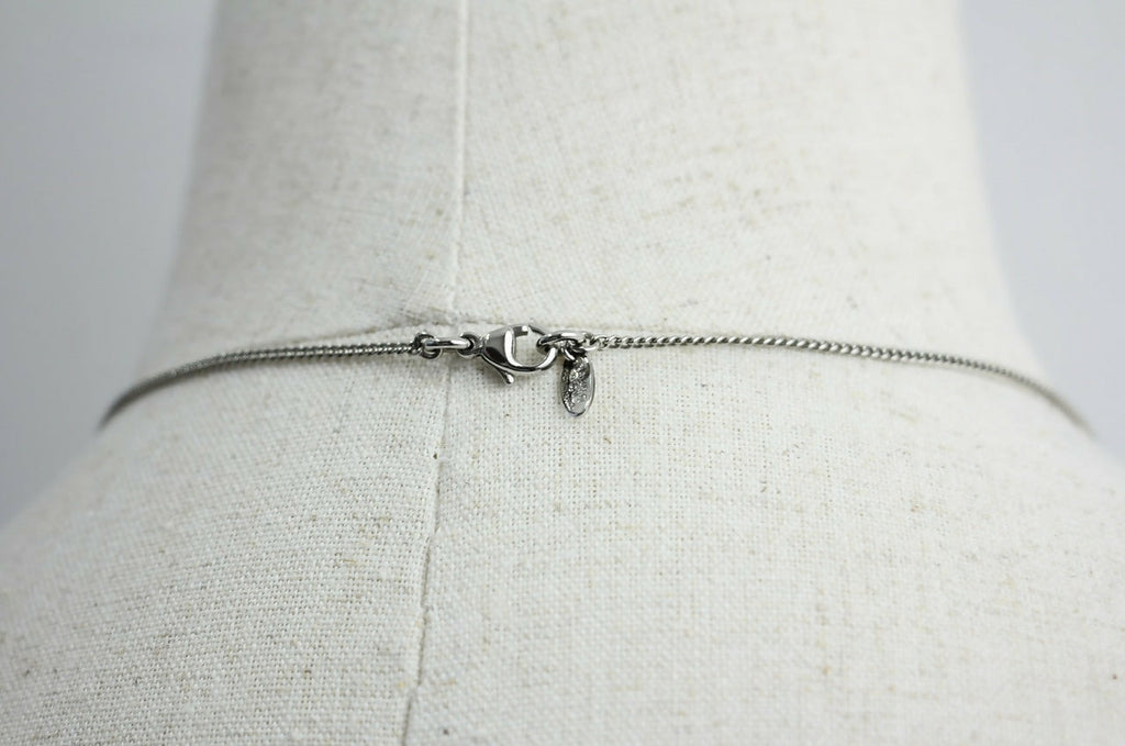 Chanel 10V Rhinestone Silver CC Mark Necklace