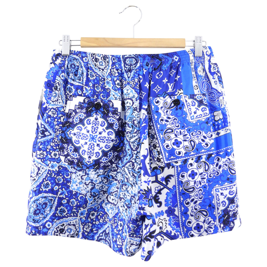 Louis Vuitton Blue and White Silk Twill Bandana Print Shorts - 38