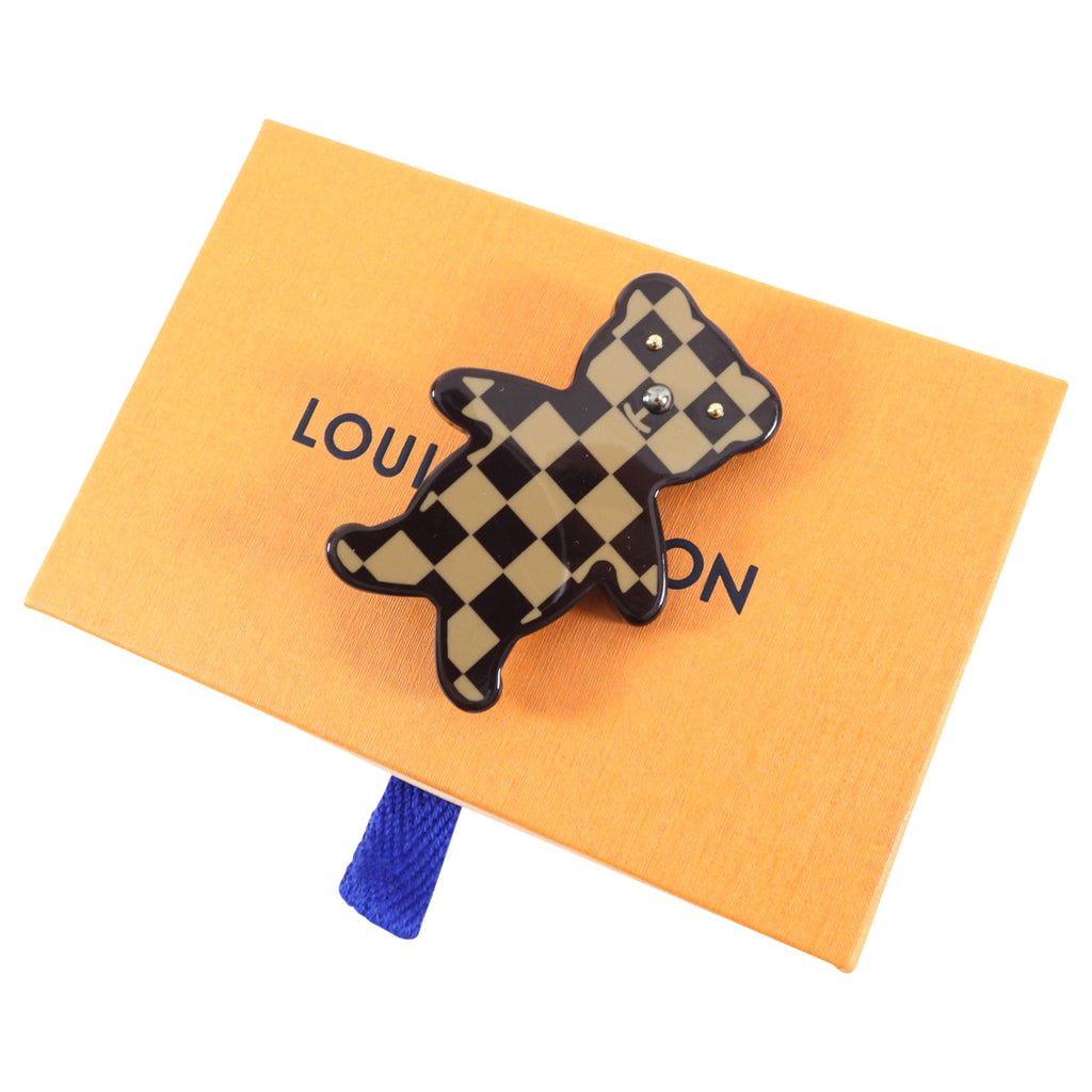 Louis Vuitton Damier Check Resin Bear Brooch Pin