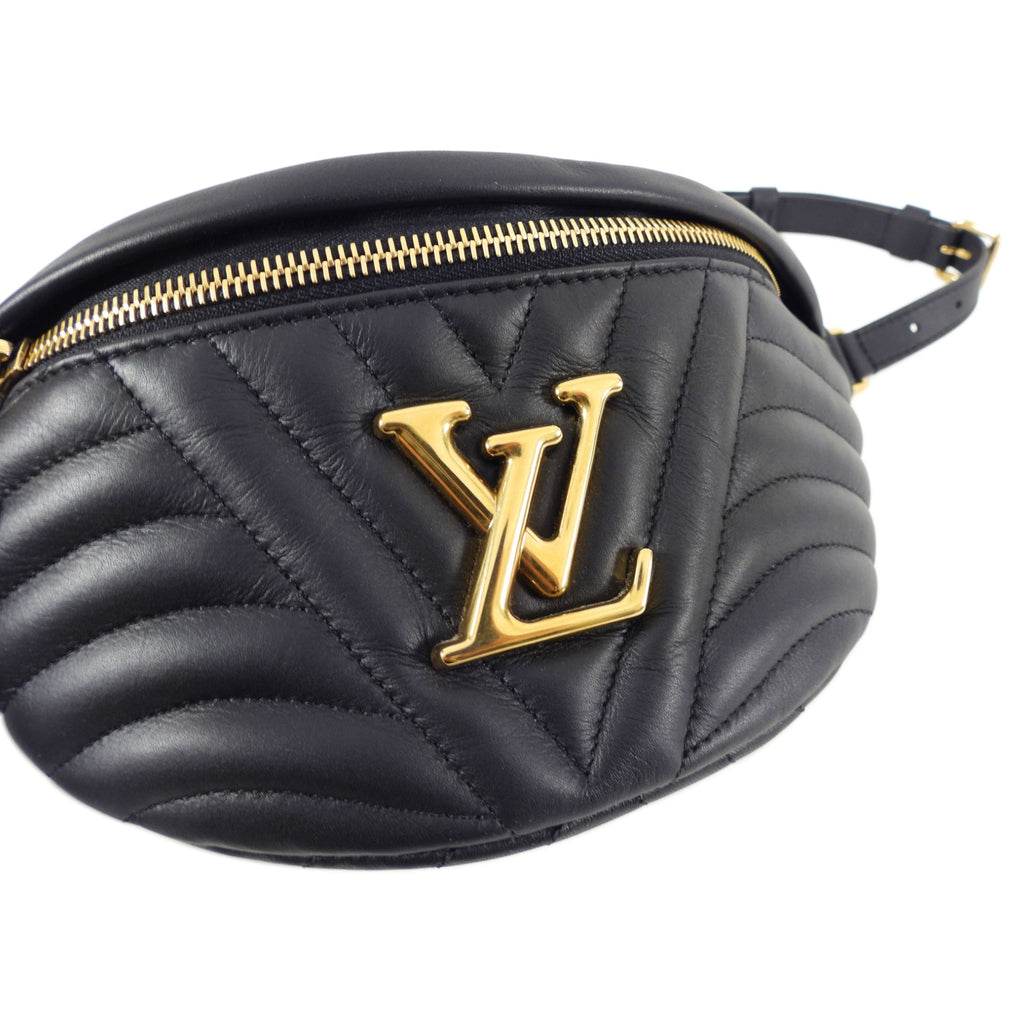 Louis Vuitton Black Leather Quilted LV Logo New Wave Bum Bag