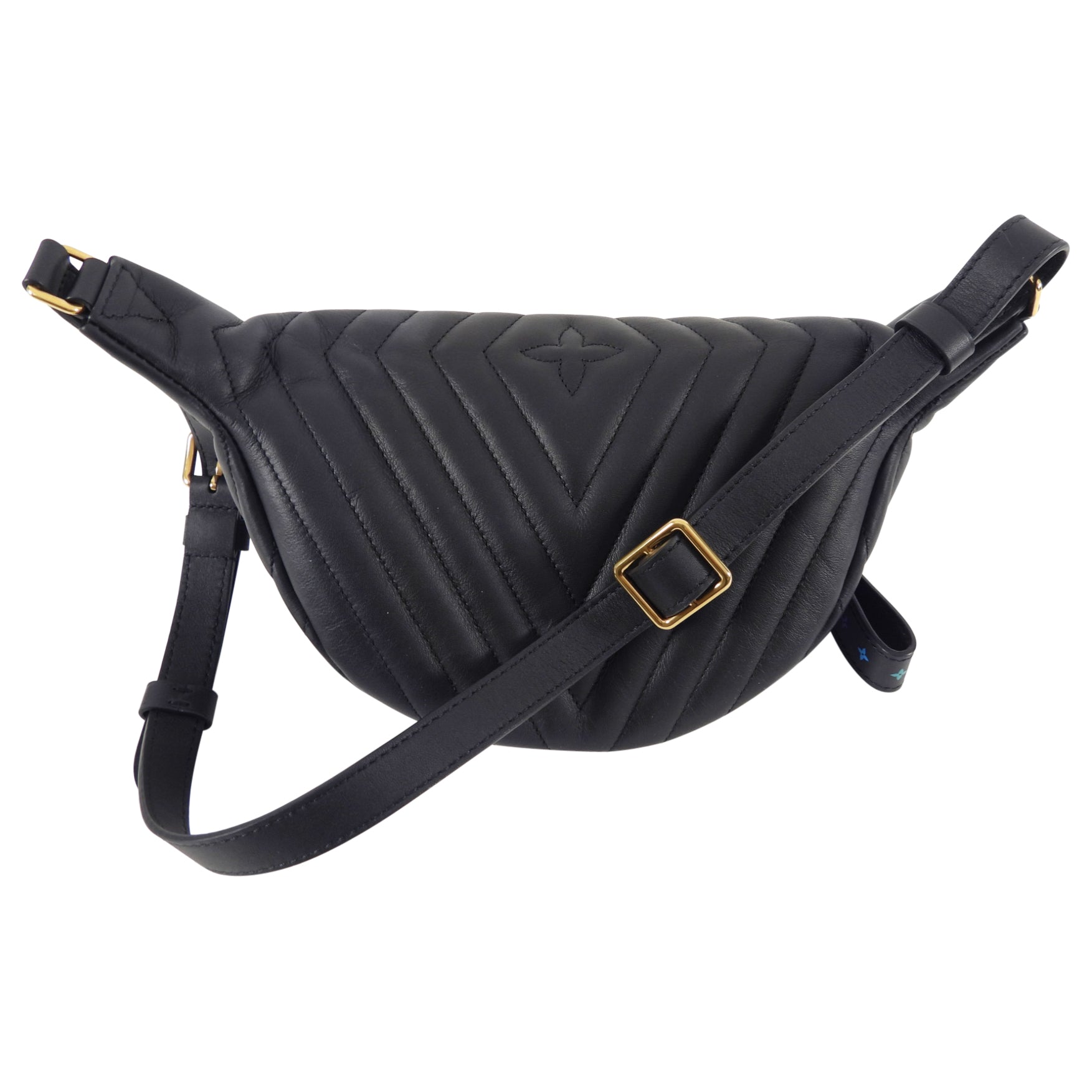 Louis Vuitton Black Leather Quilted LV Logo New Wave Bum Bag