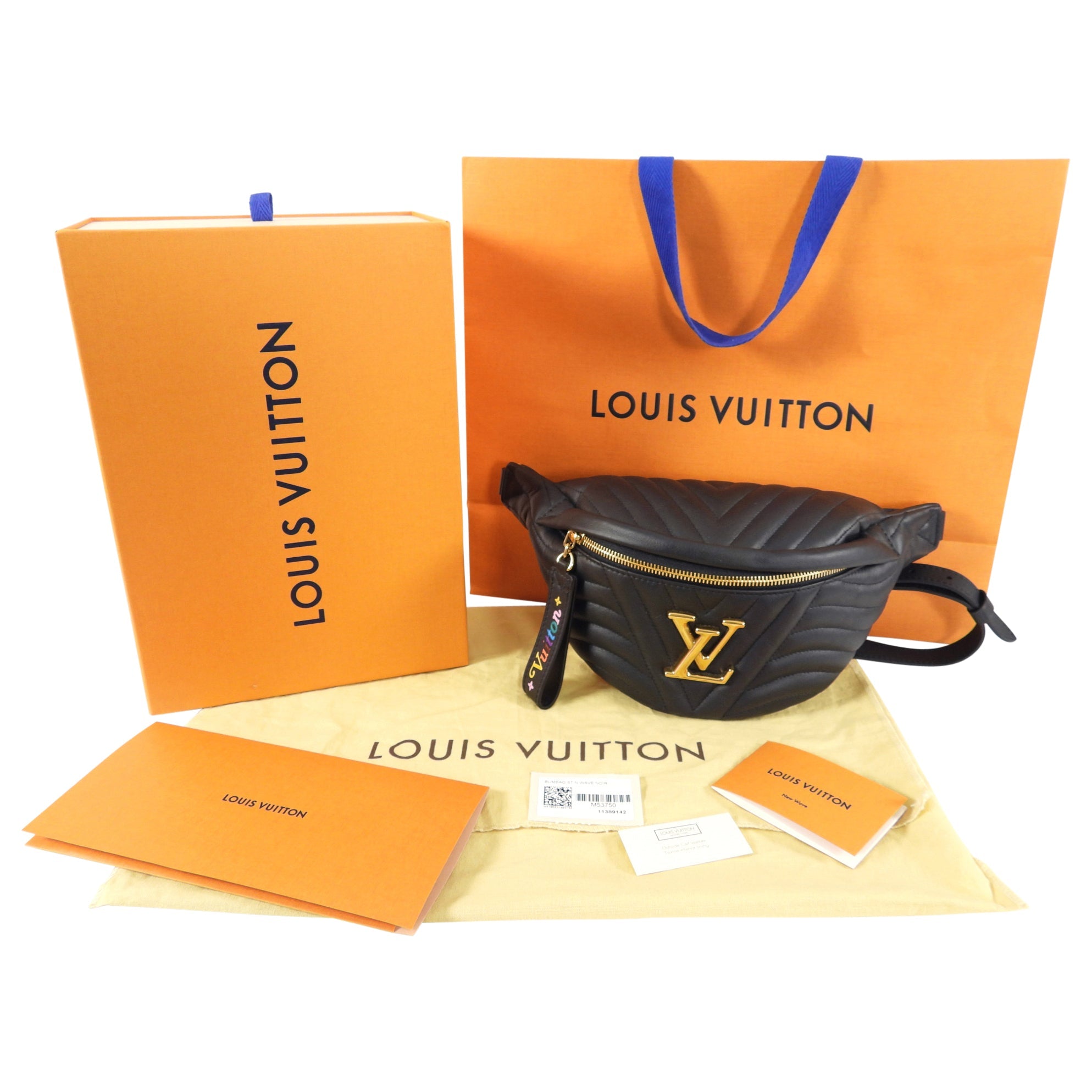Louis Vuitton Black Leather Quilted LV Logo New Wave Bum Bag