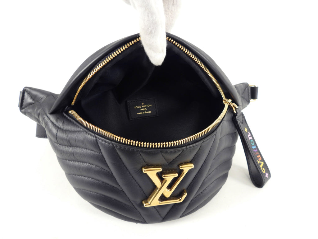 Louis Vuitton Black Leather Quilted LV Logo New Wave Bum Bag