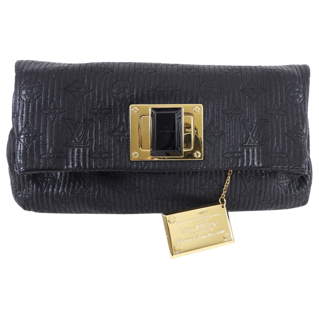 Louis Vuitton Black Leather Monogram Embroidered Limelight Altair Clutch