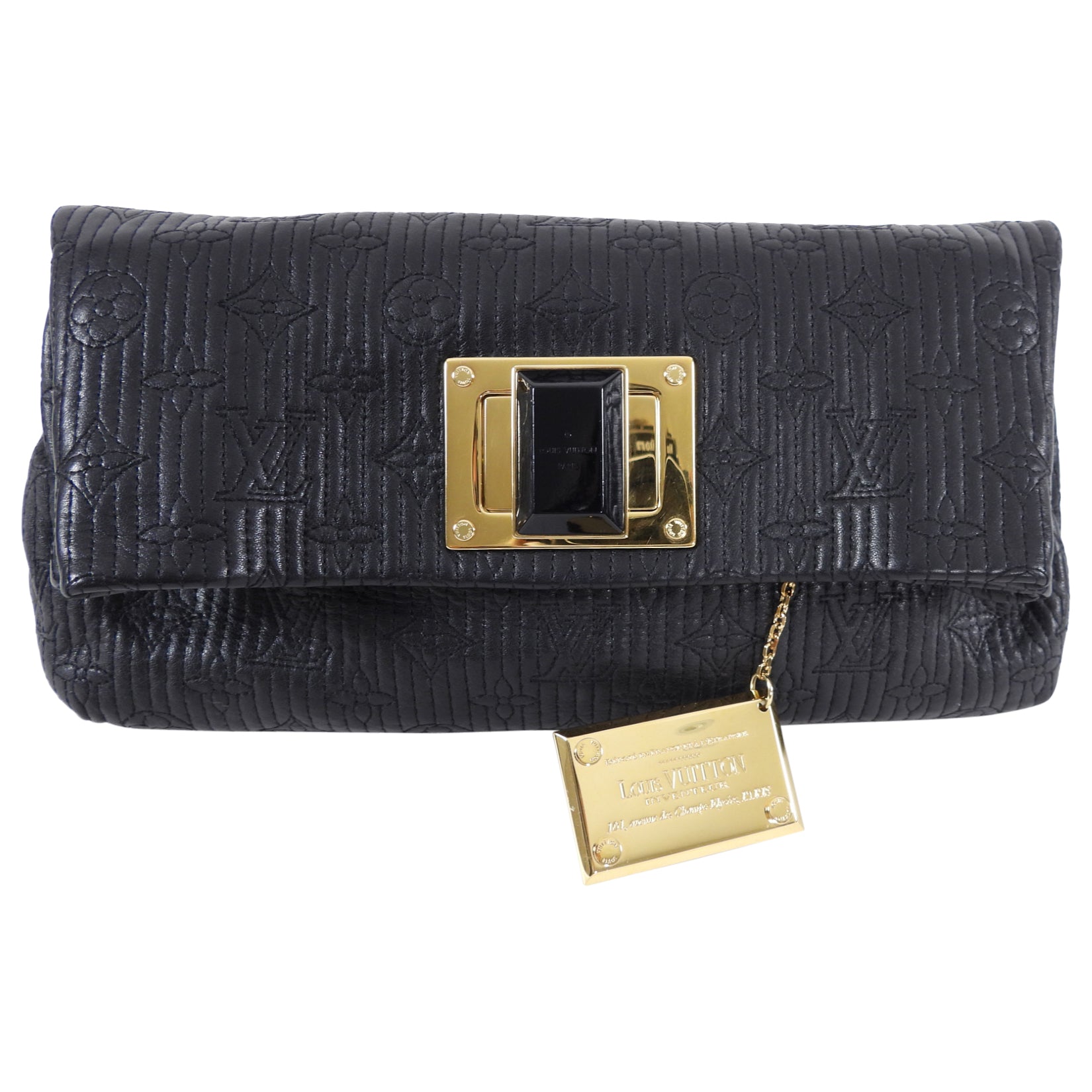 Louis Vuitton Black Leather Monogram Embroidered Limelight Altair Clutch