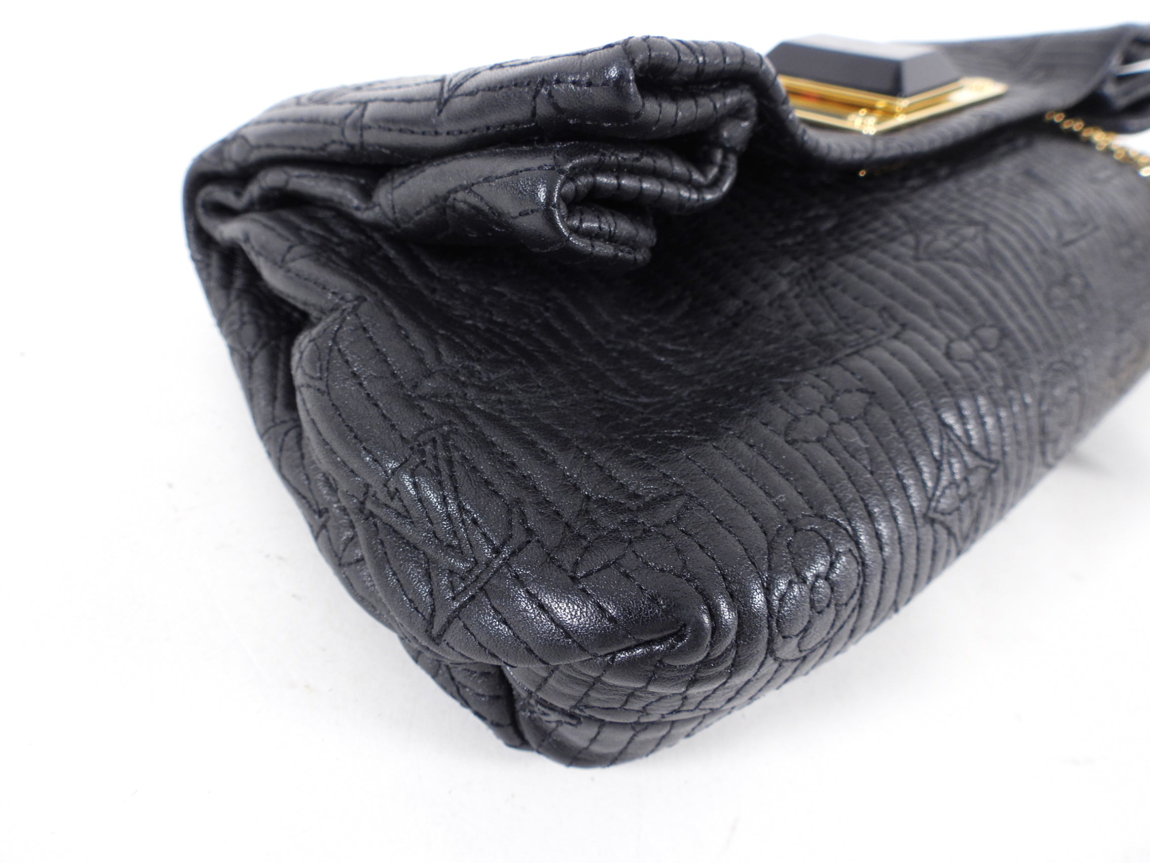 Louis Vuitton Black Leather Monogram Embroidered Limelight Altair Clutch