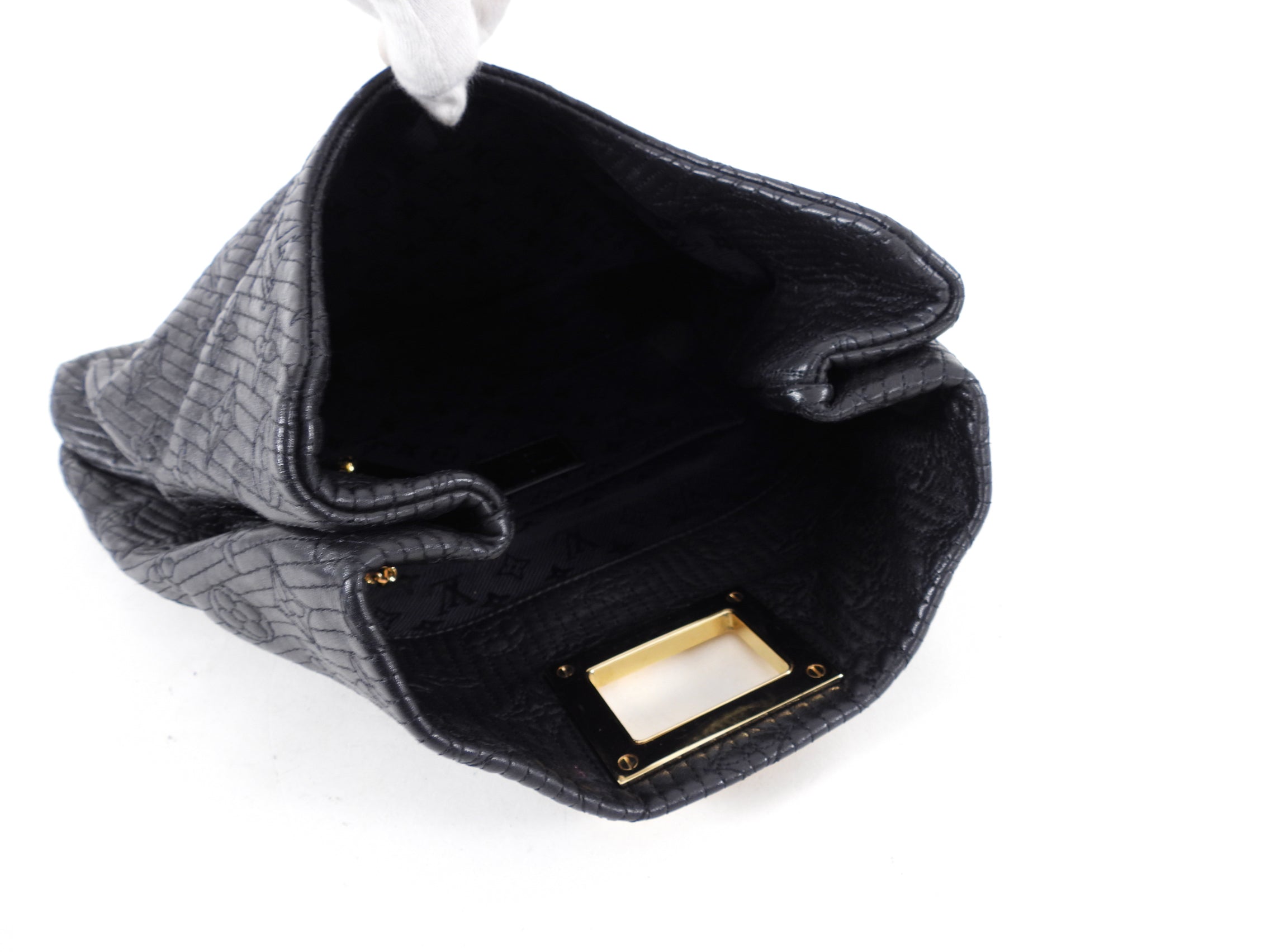 Louis Vuitton Black Leather Monogram Embroidered Limelight Altair Clutch