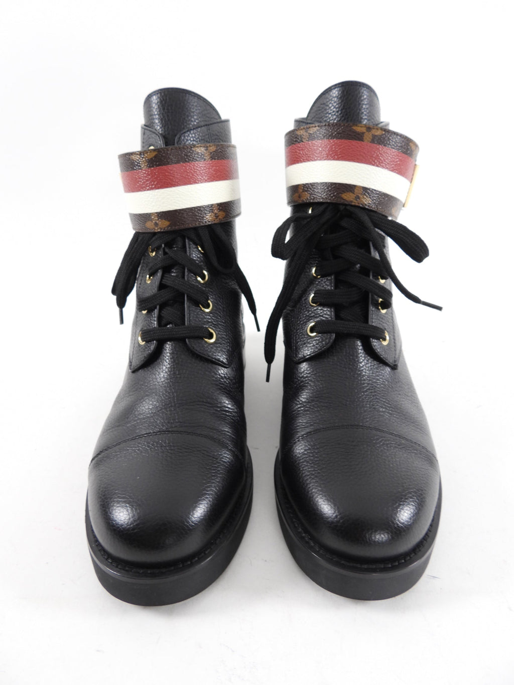 Louis Vuitton Black Leather Monogram Canvas Ranger Flat Boot - 40 / 9