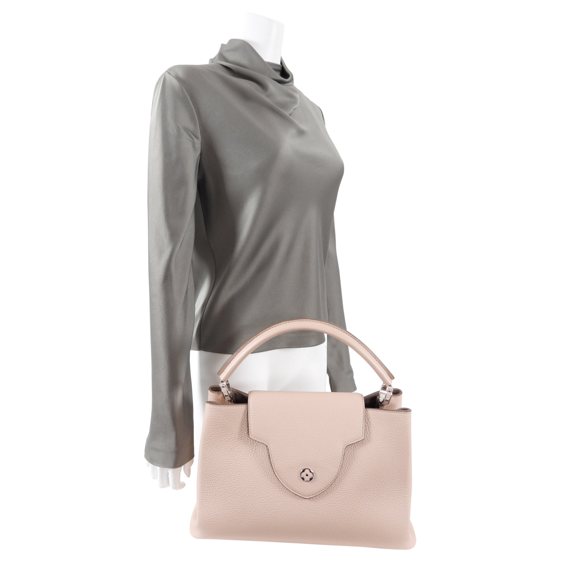 Louis Vuitton Light Beige Pink Taruillon Capucines MM Top Handle Bag