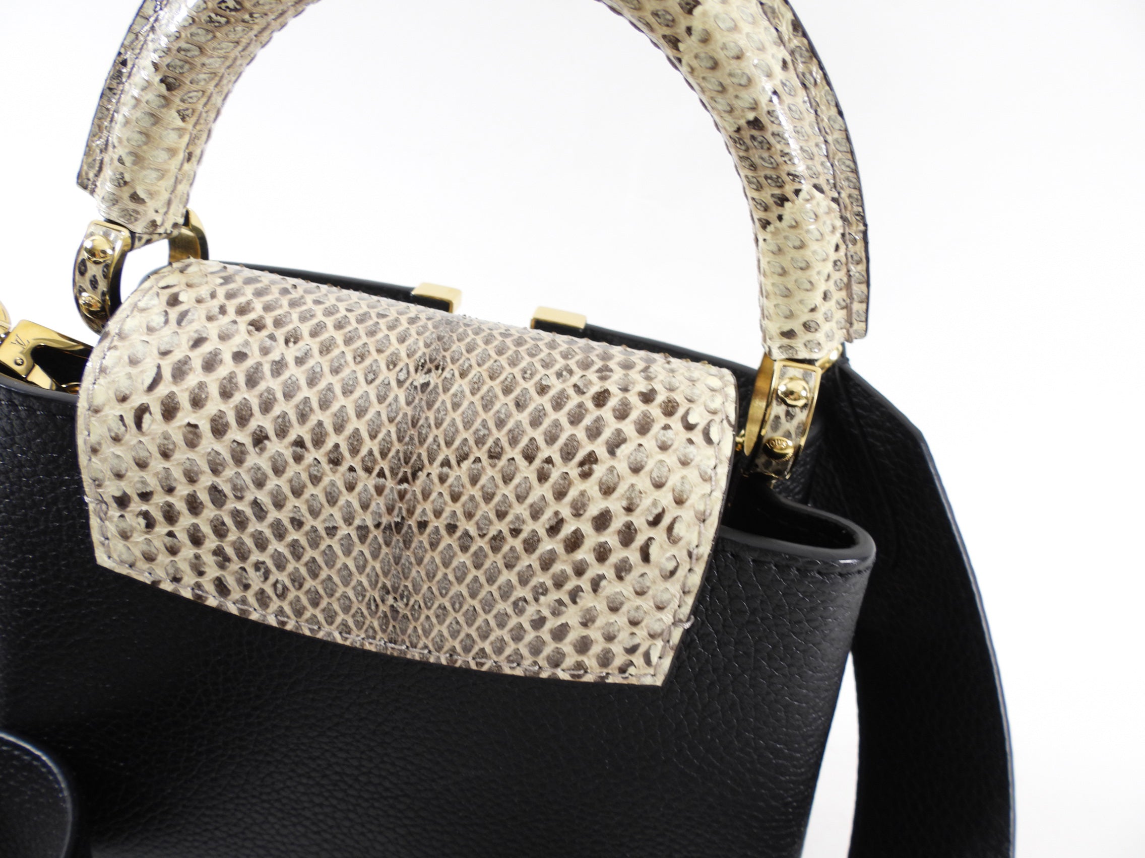 Louis Vuitton Capucines Mini Python and Black Leather Bag