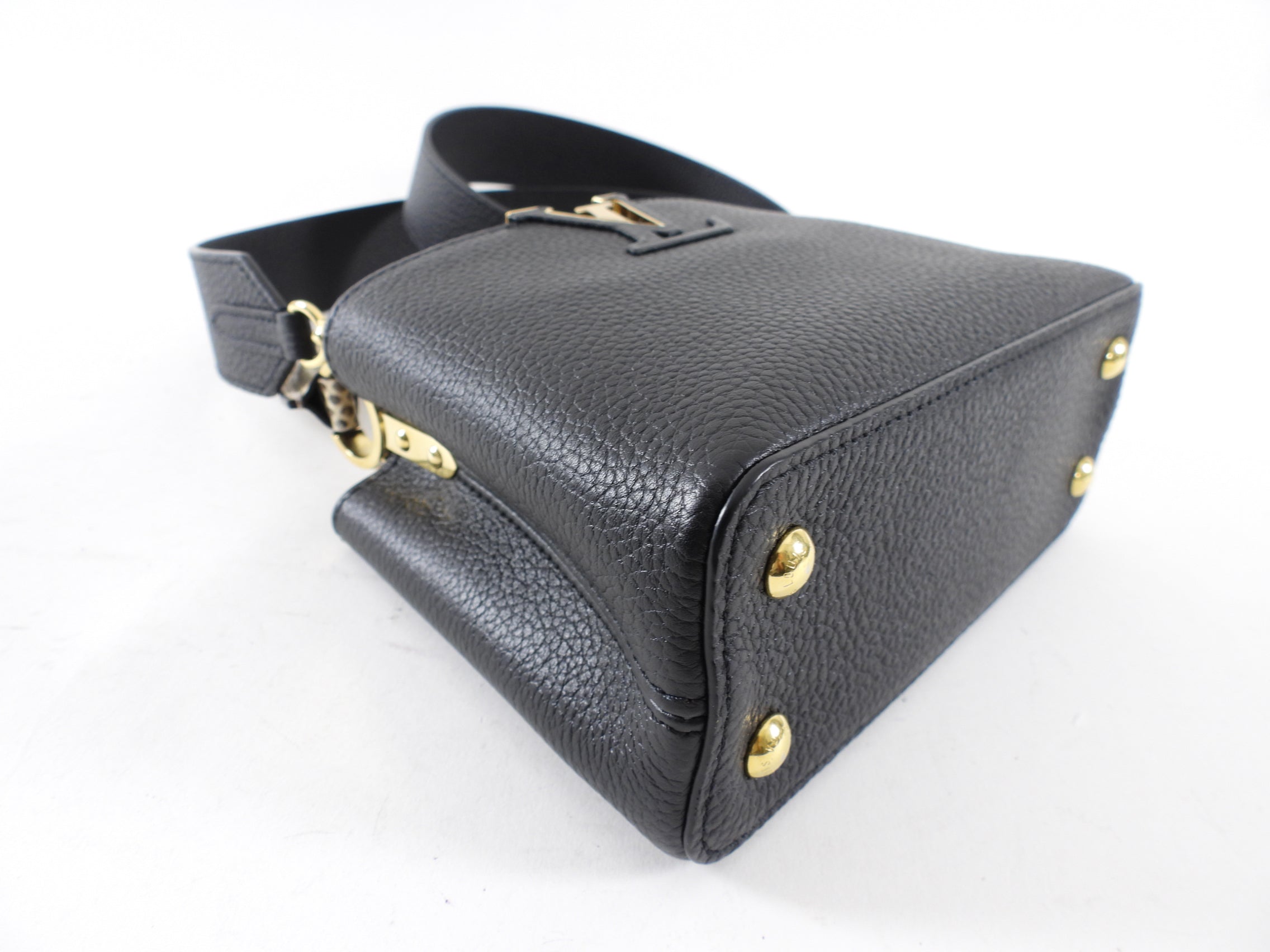 Louis Vuitton Capucines Mini Python and Black Leather Bag