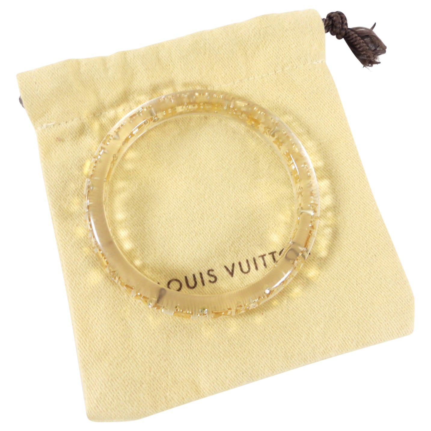 Louis Vuitton Clear and Gold Inclusion Thin Resin Bangle Bracelet